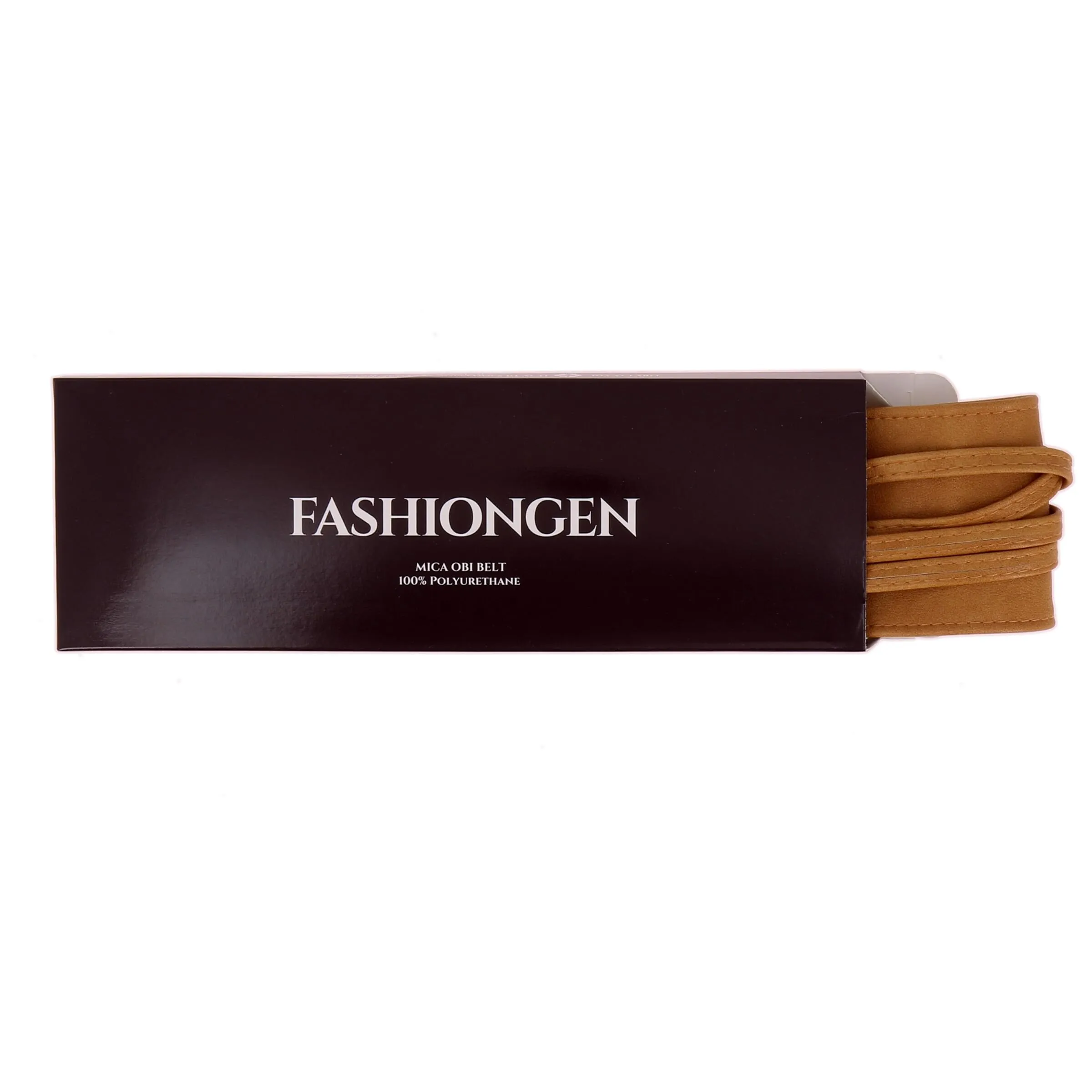 FASHIONGEN Cintura Obi da donna in similpelle, Cammello chiaro, L-XL - immagine 8