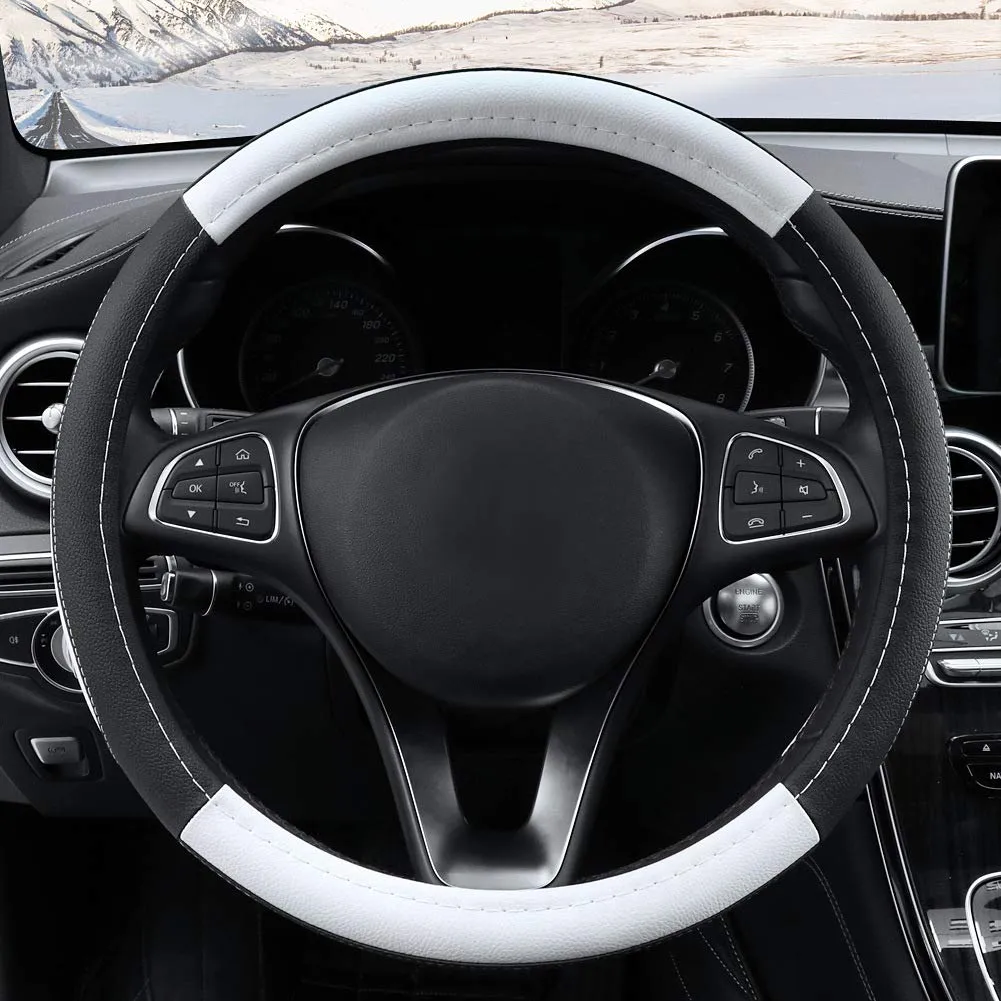 COFIT Coprivolante Auto Universale in Pelle Microfibra, M 37-38cm, Bianco e Nero - immagine 2