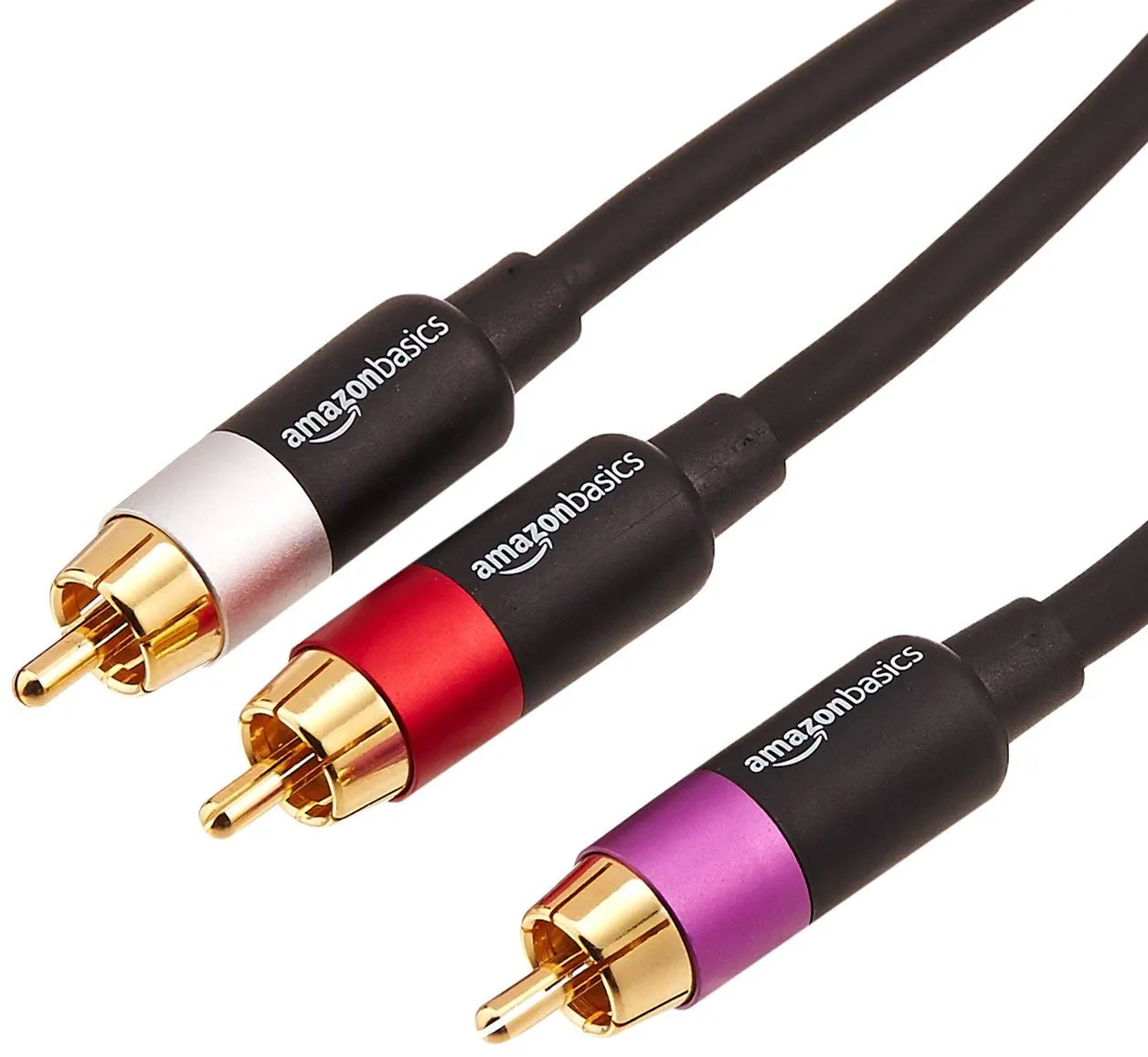Amazon Basics Cavo audio RCA 1 maschio a 2 maschi, connettori placcati oro, 2.4 m, nero - immagine 1
