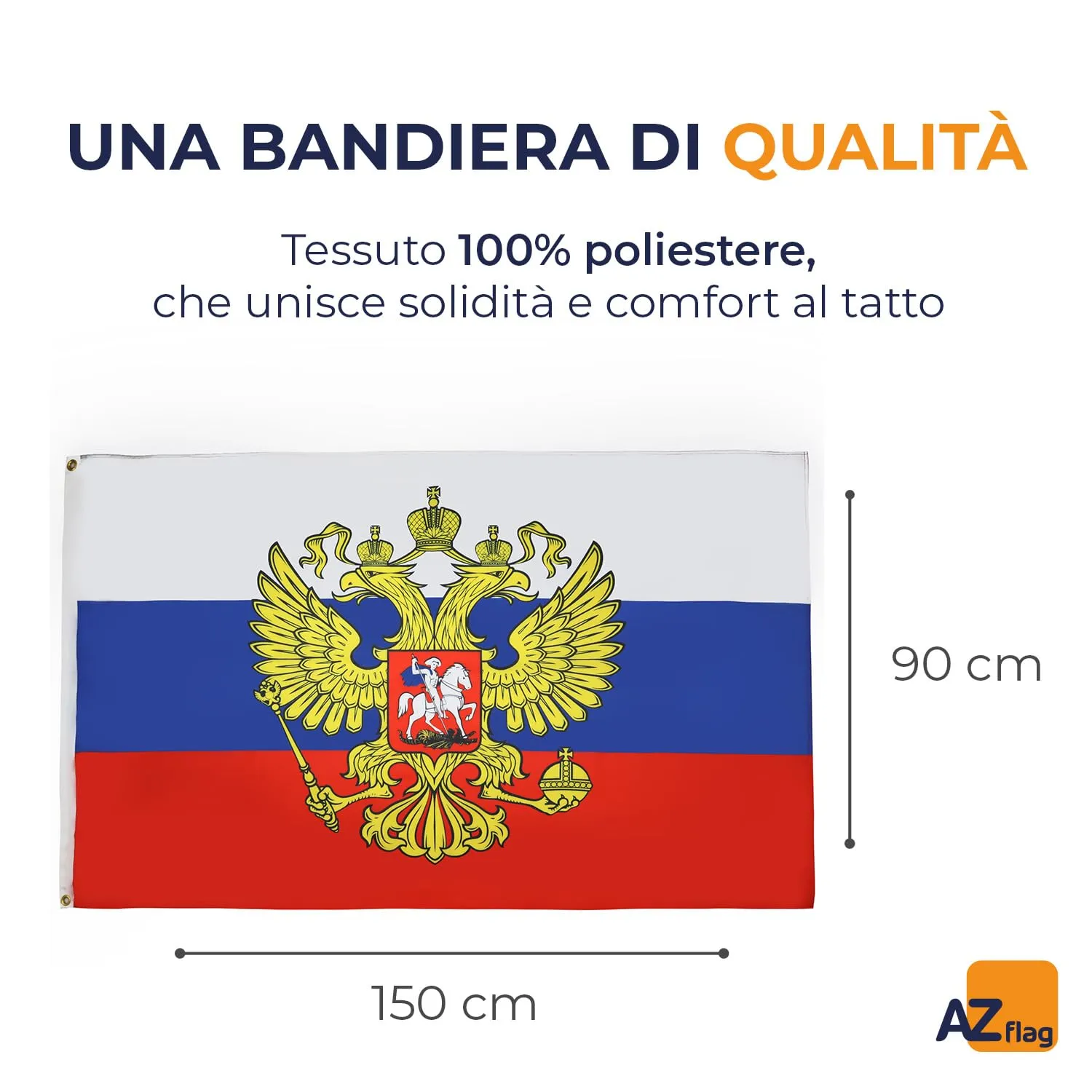 AZ FLAG Bandiera Russia con aquila 150x90 cm Poliestere Leggero 2 Occhielli - immagine 2