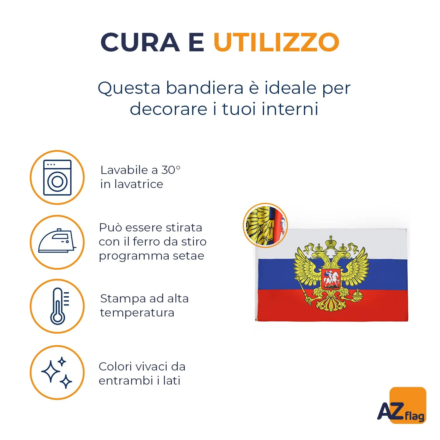 AZ FLAG Bandiera Russia con aquila 150x90 cm Poliestere Leggero 2 Occhielli - immagine 5