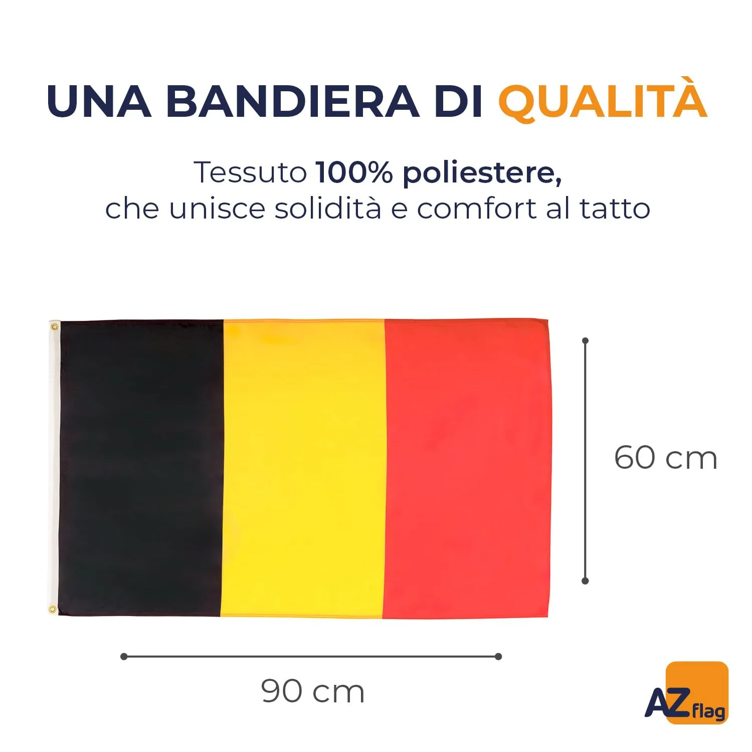 AZ FLAG Bandiera Belgio 90x60 cm in Poliestere con 2 Occhielli - immagine 2