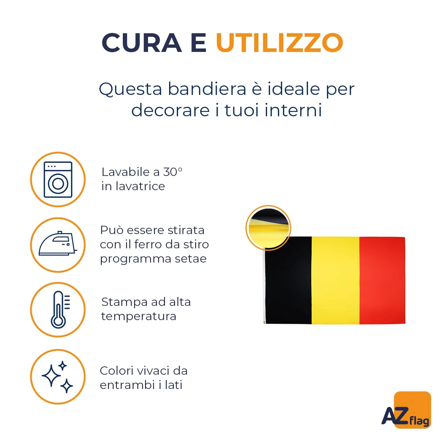 AZ FLAG Bandiera Belgio 90x60 cm in Poliestere con 2 Occhielli - immagine 5