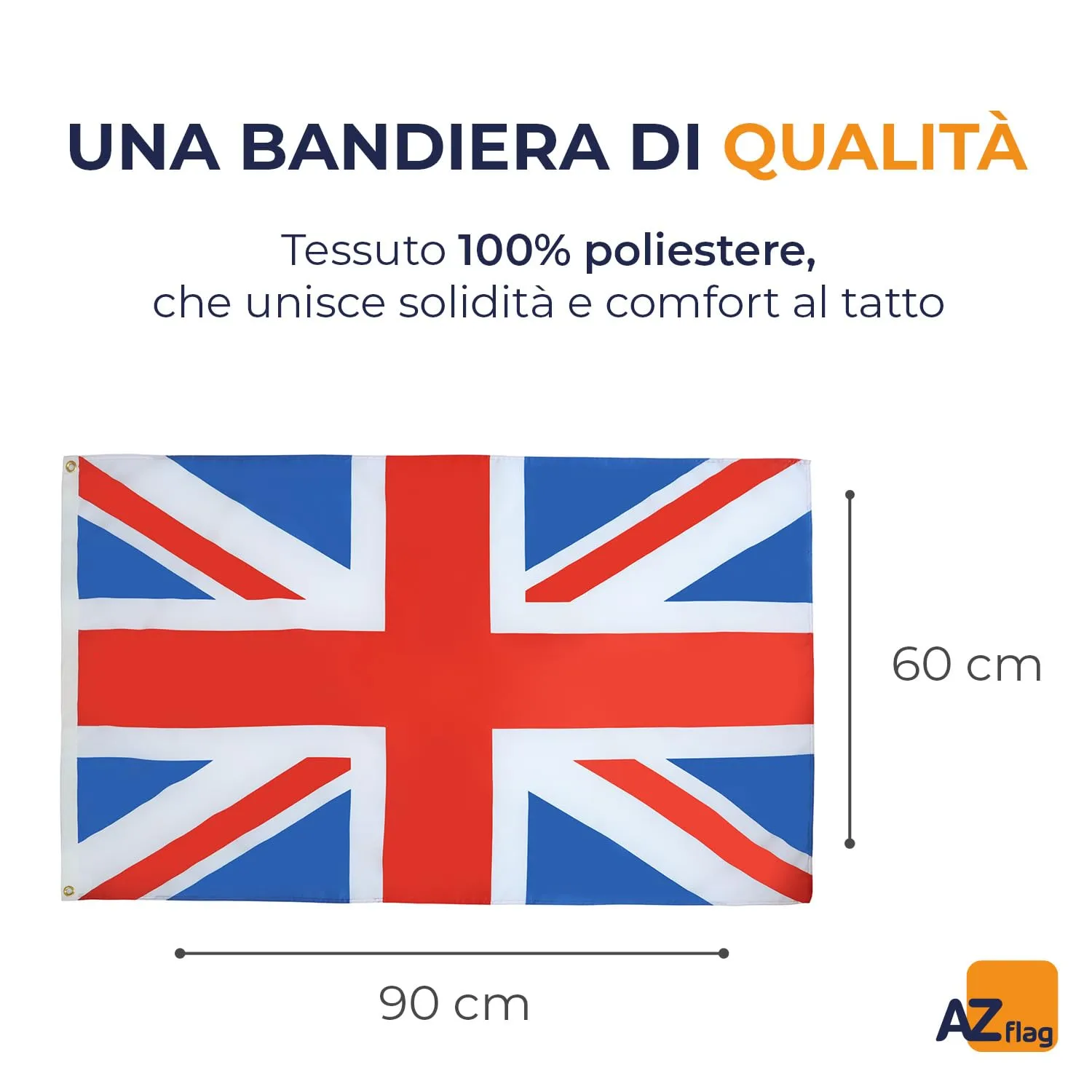 AZ FLAG Bandiera Regno Unito 90x60 cm Poliestere con Occhielli - immagine 2