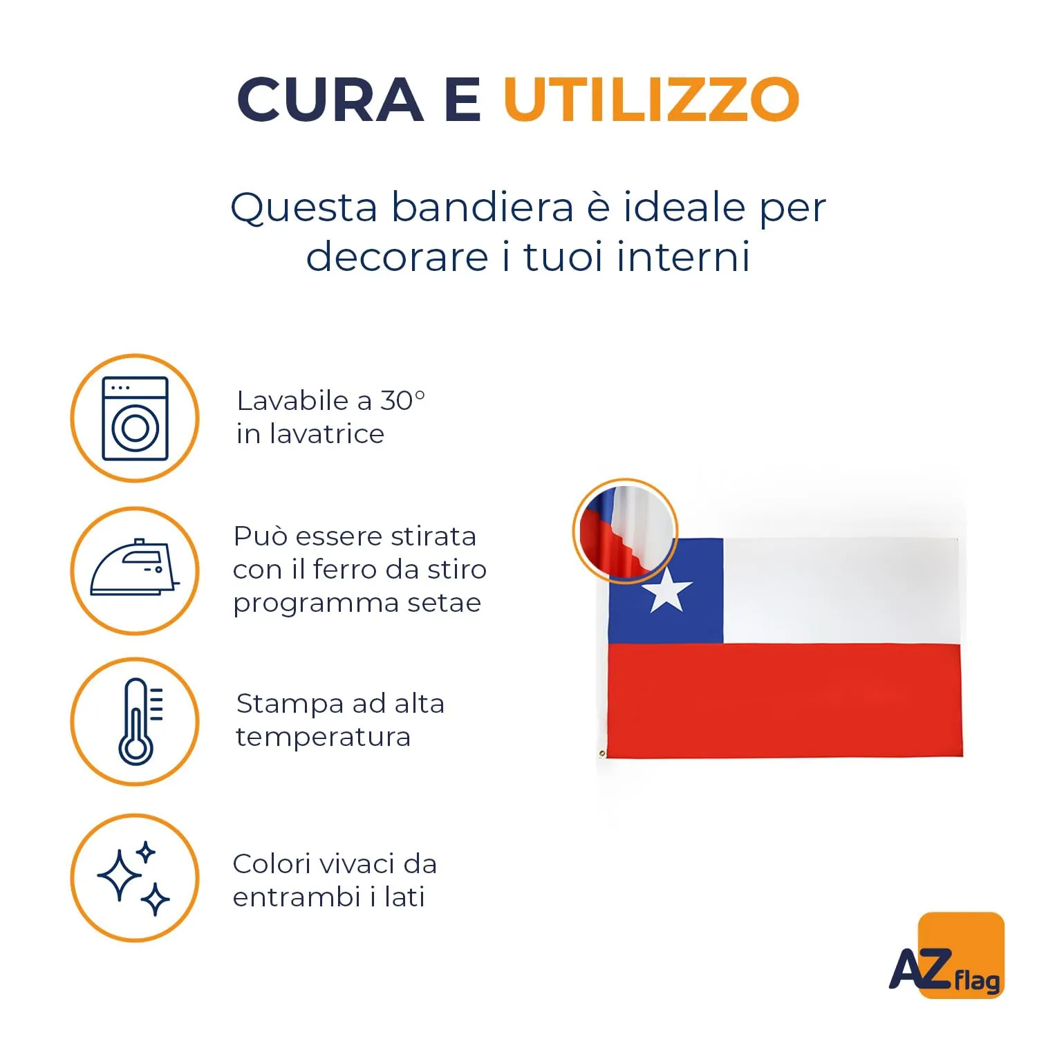 AZ FLAG Bandiera Cile 90x60 cm in Poliestere con 2 Occhielli - immagine 5