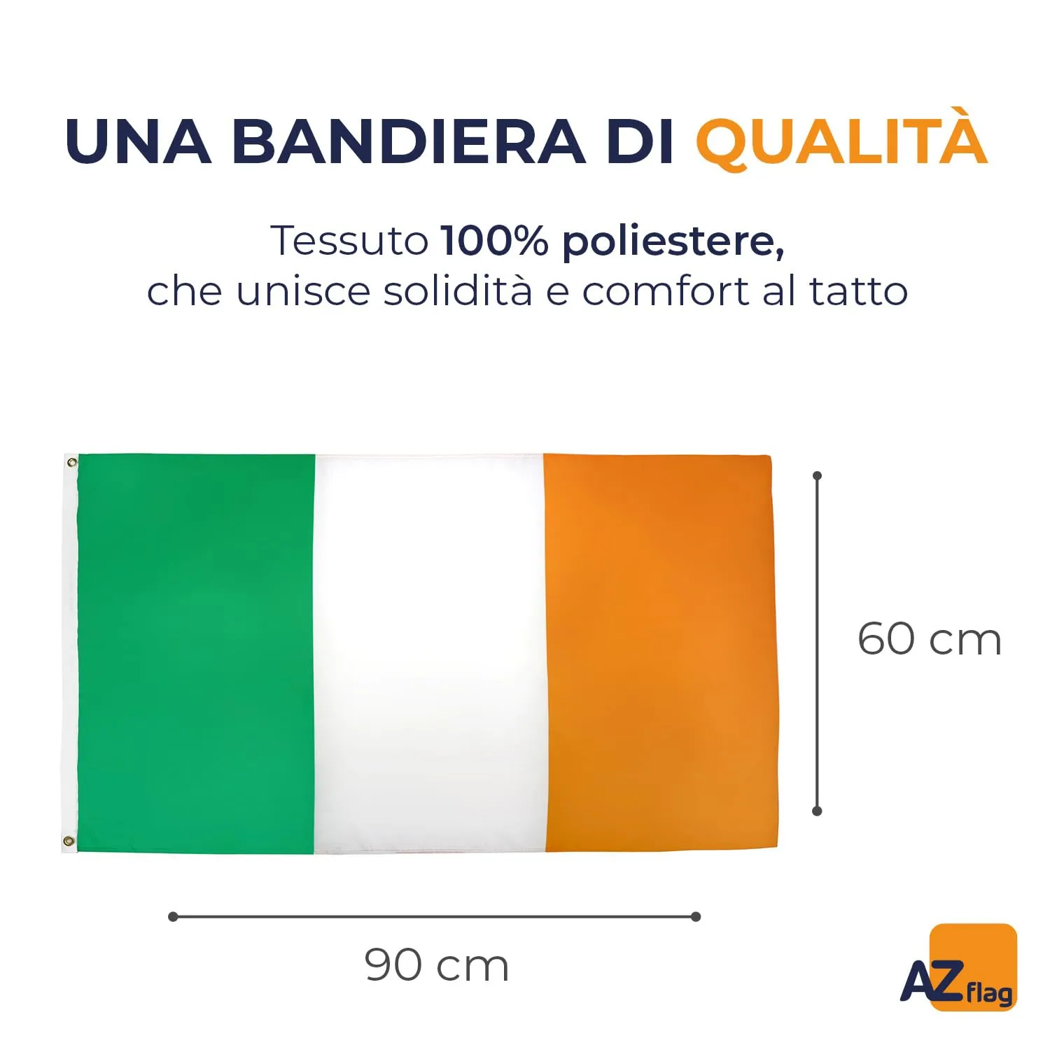AZ FLAG Bandiera Irlanda 90x60 cm in Poliestere con Occhielli - immagine 2