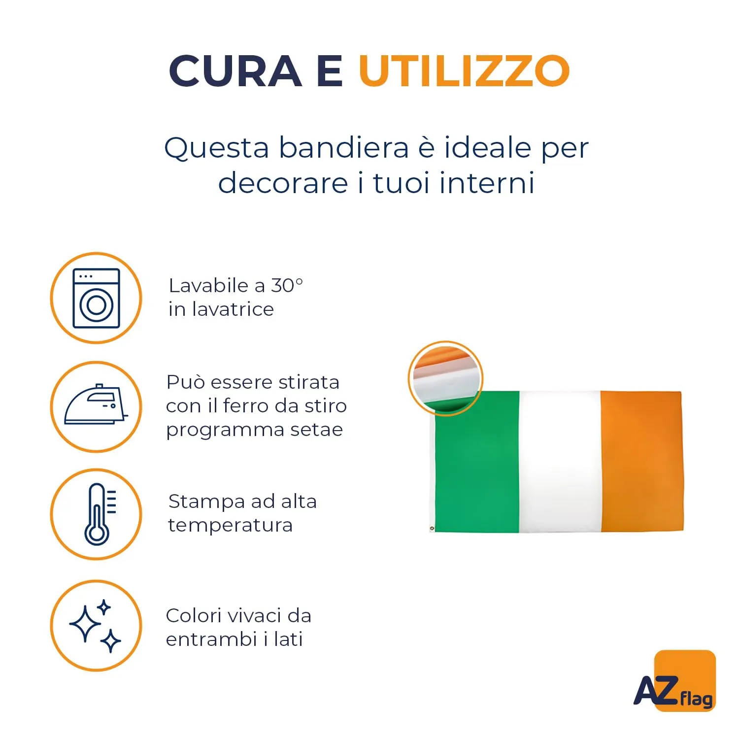 AZ FLAG Bandiera Irlanda 90x60 cm in Poliestere con Occhielli - immagine 5
