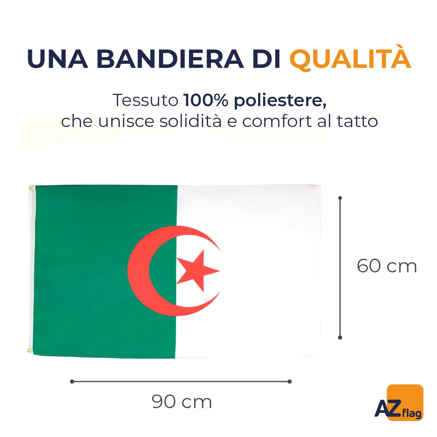 AZ FLAG Algeria Flag 90x60 cm Polyester with Eyelets - immagine 2