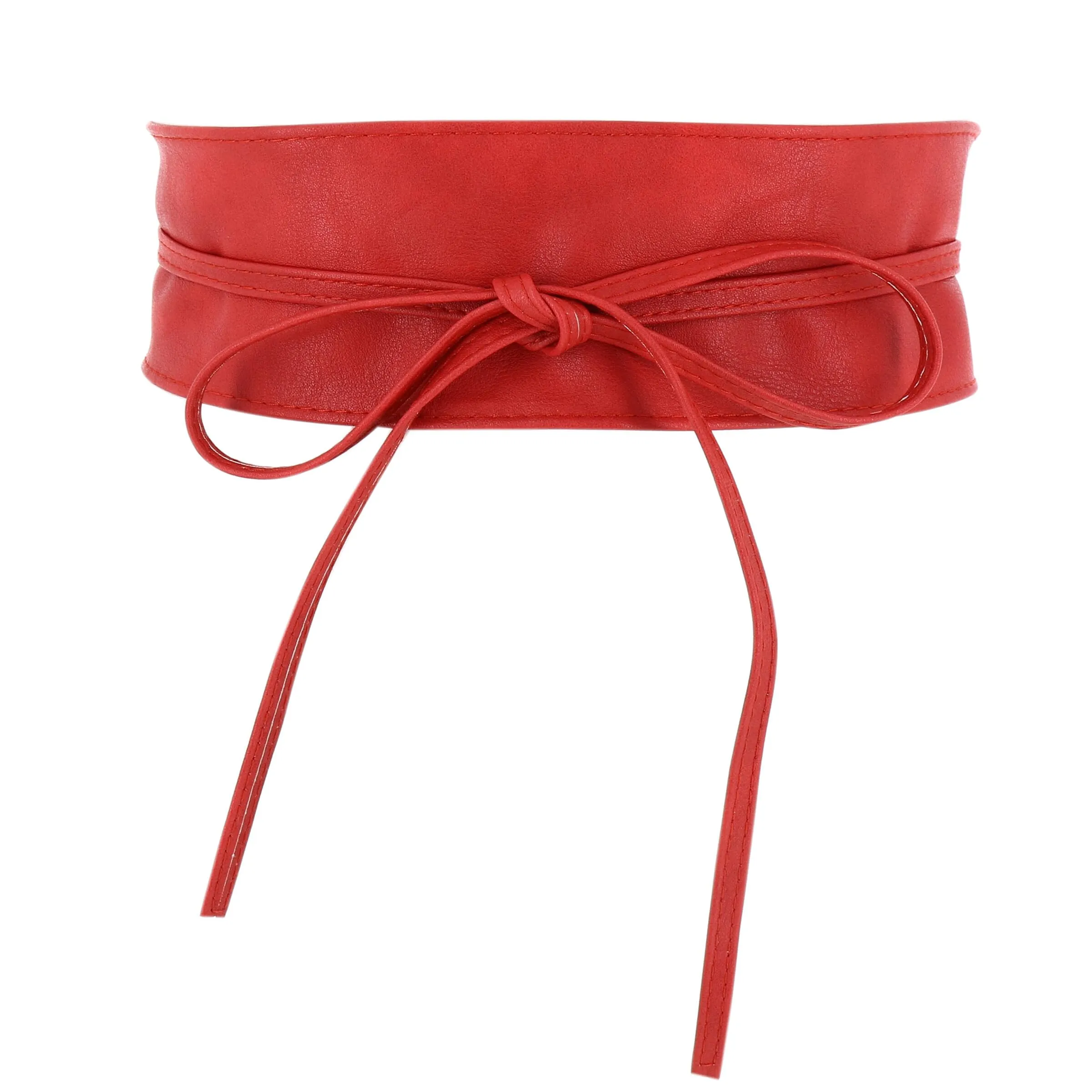 FASHIONGEN Cintura Obi da donna in similpelle, Rosso, L-XL - immagine 1