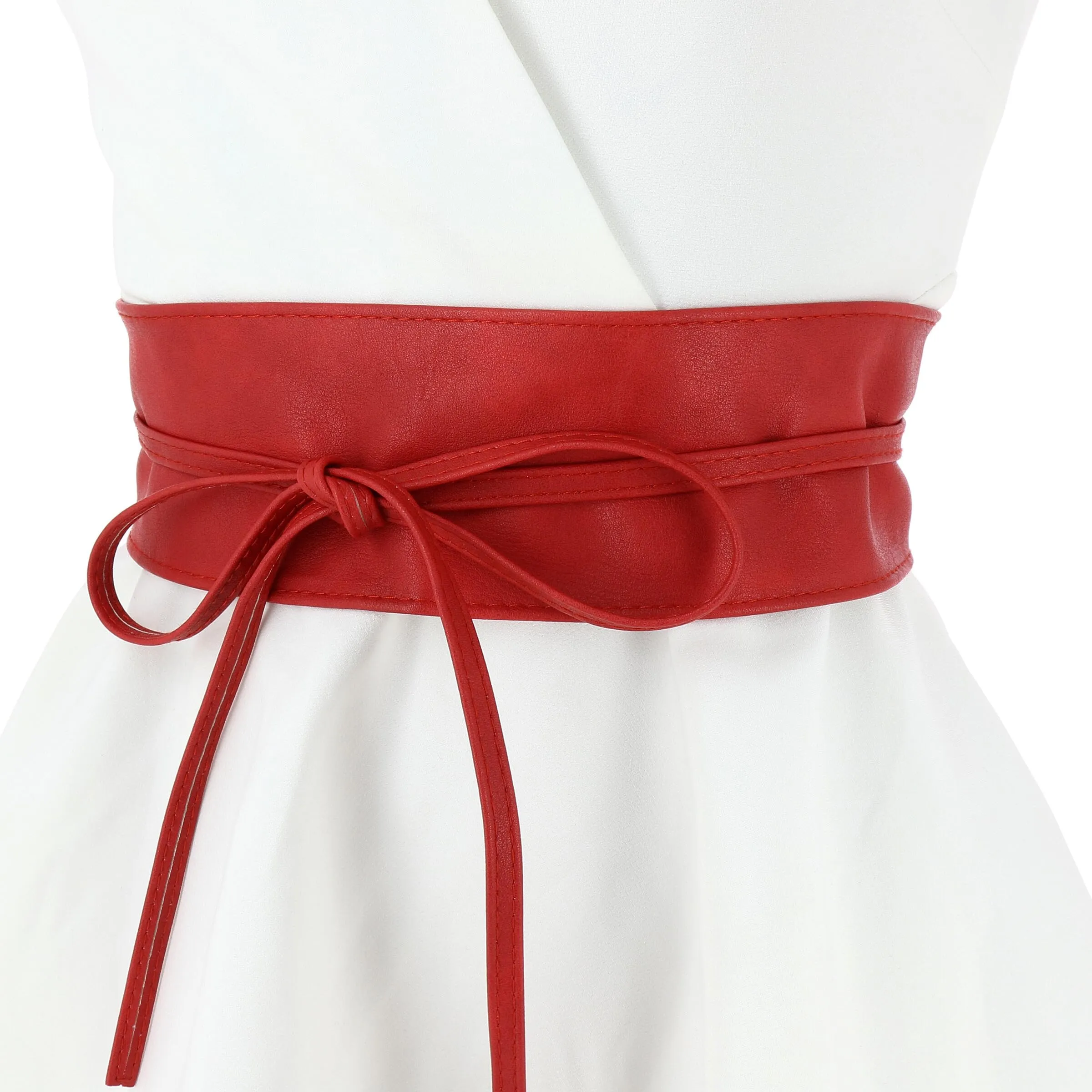 FASHIONGEN Cintura Obi da donna in similpelle, Rosso, L-XL - immagine 2