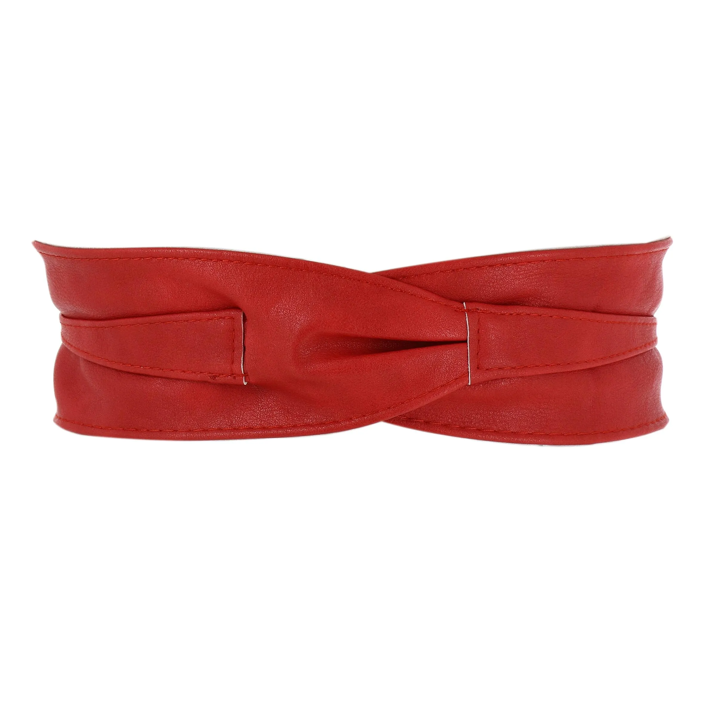 FASHIONGEN Cintura Obi da donna in similpelle, Rosso, L-XL - immagine 3