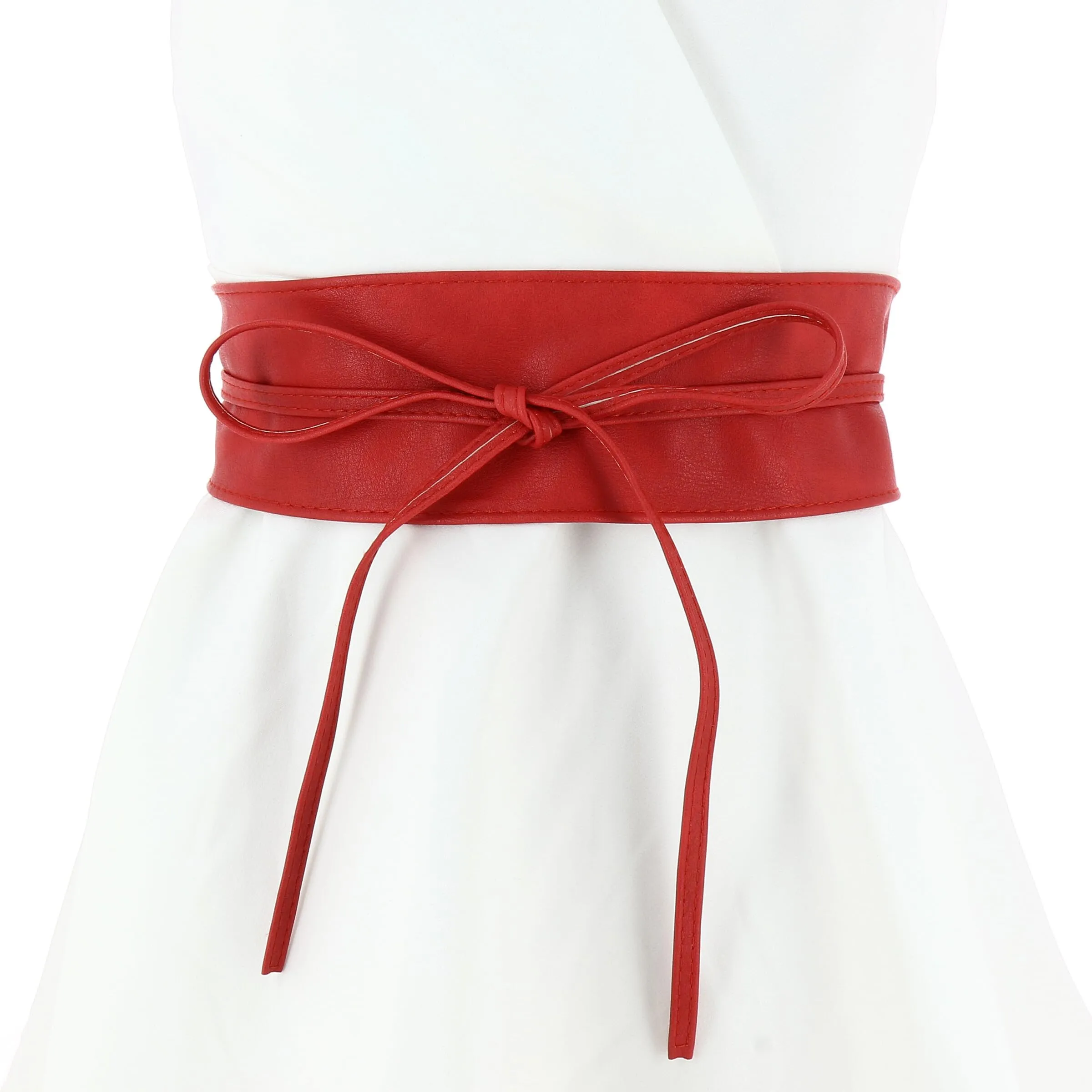 FASHIONGEN Cintura Obi da donna in similpelle, Rosso, L-XL - immagine 4
