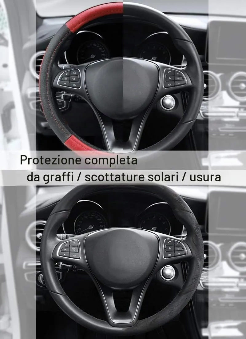 COFIT Coprivolante Auto Universale in Pelle Microfibra, 37-38cm, Rosso e Nero - immagine 5
