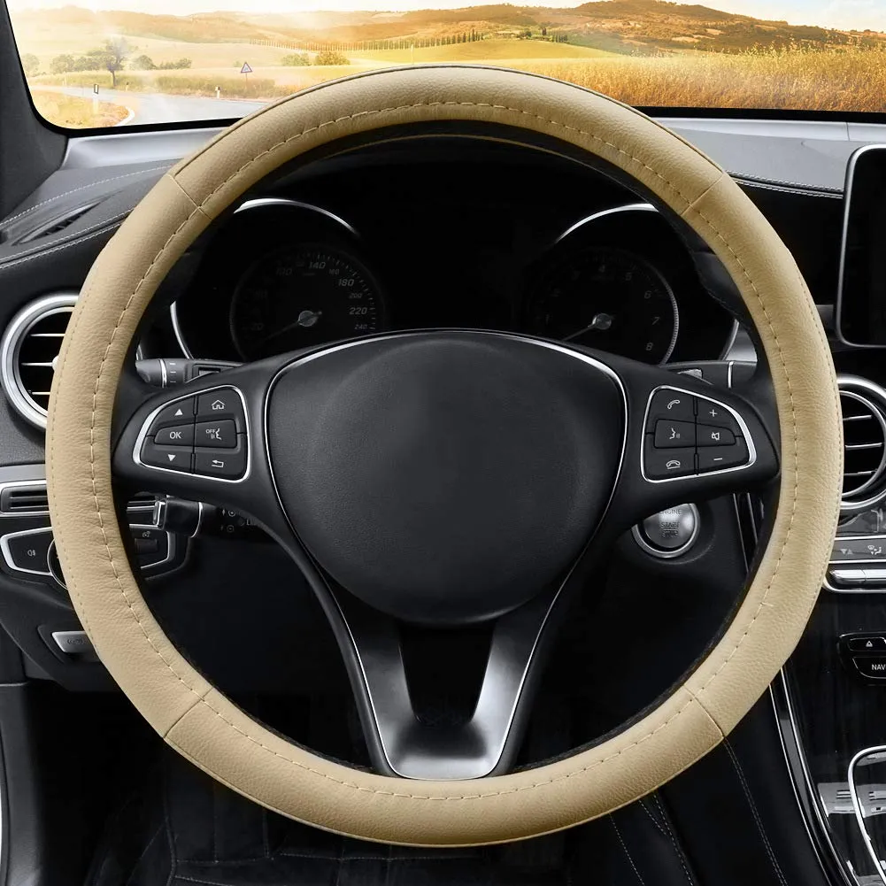 COFIT Coprivolante Auto Universale in Pelle Microfibra, 37-38cm, Beige - immagine 2