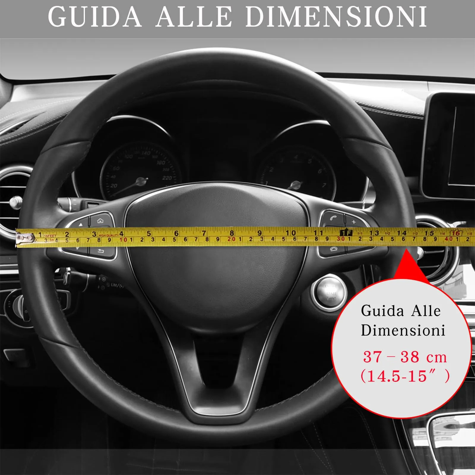 COFIT Coprivolante Auto Universale in Pelle Microfibra Antiscivolo, 37-38cm, Nero - immagine 4