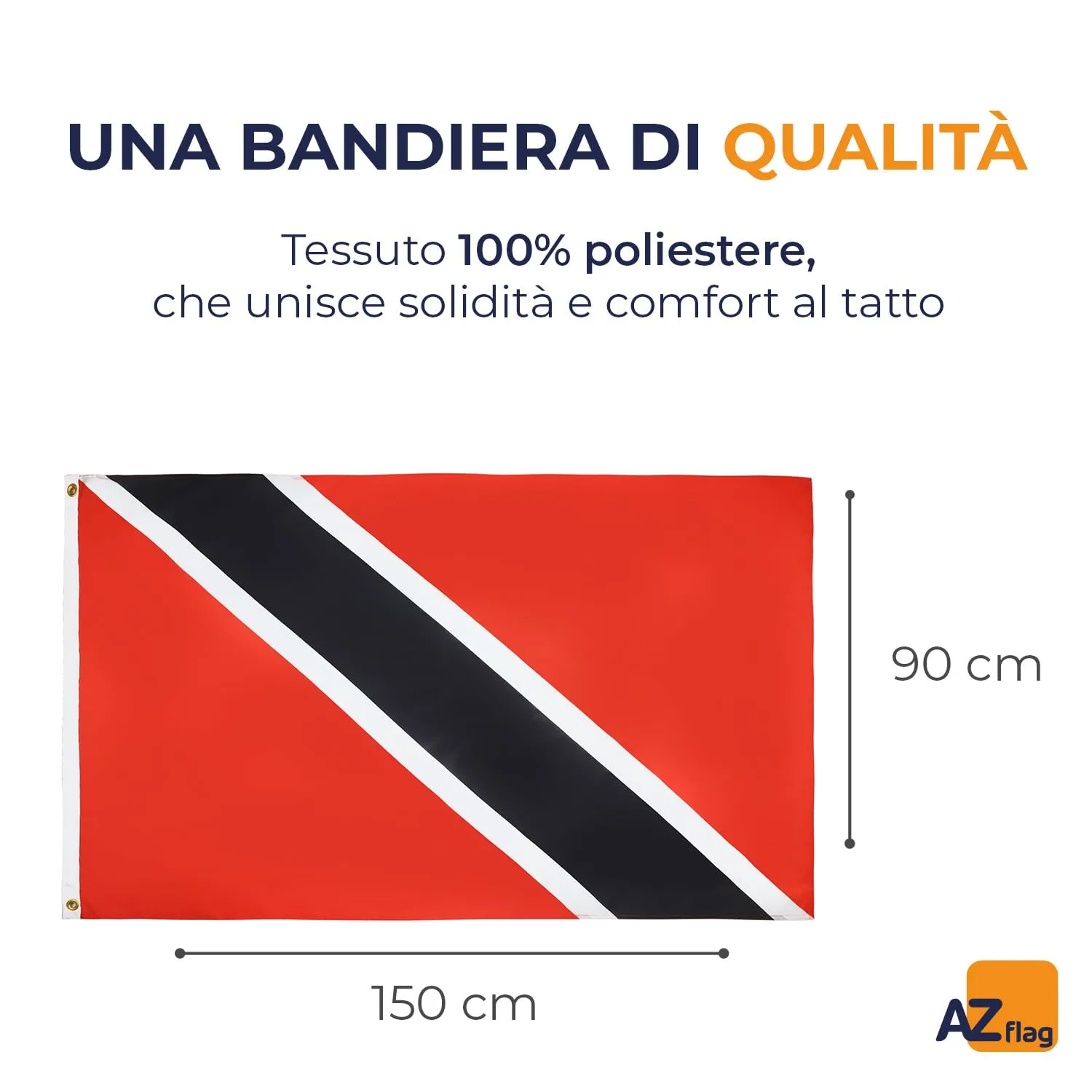 AZ FLAG Bandiera Trinidad e Tobago 150x90 cm Poliestere Leggero con 2 Occhielli - immagine 2