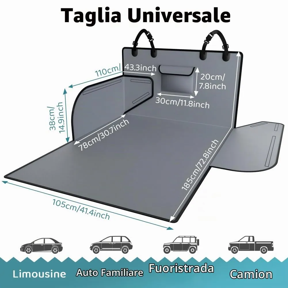 KYG Protezione Bagagliaio per Cani Universale, Impermeabile con Protezione Laterale, 185 x 105 x 38 cm, Grigio - immagine 3
