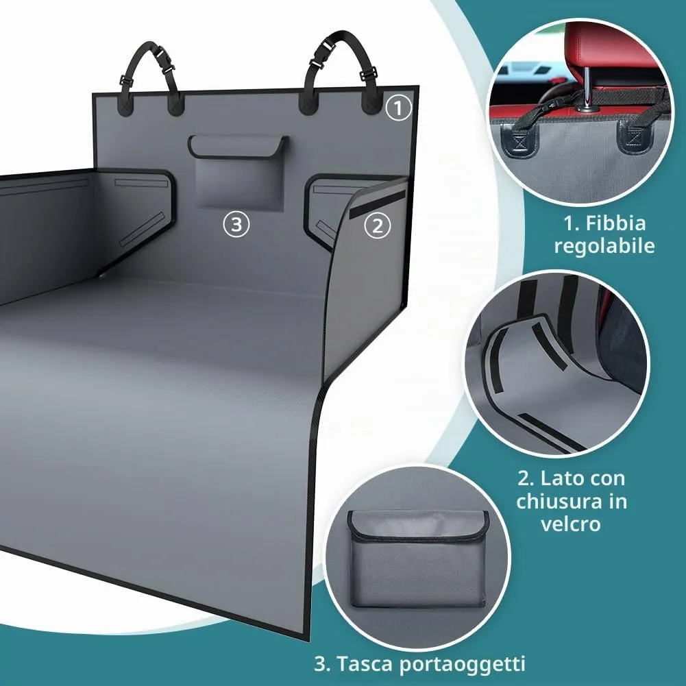 KYG Protezione Bagagliaio per Cani Universale, Impermeabile con Protezione Laterale, 185 x 105 x 38 cm, Grigio - immagine 6