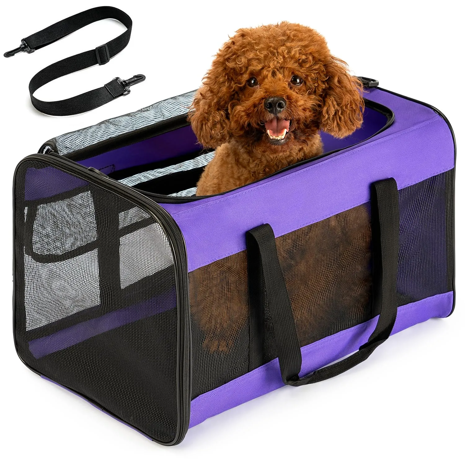 Conlun Trasportino Morbido per Cani e Gatti, Zaino da Viaggio Pieghevole, Taglia L, Viola - immagine 1