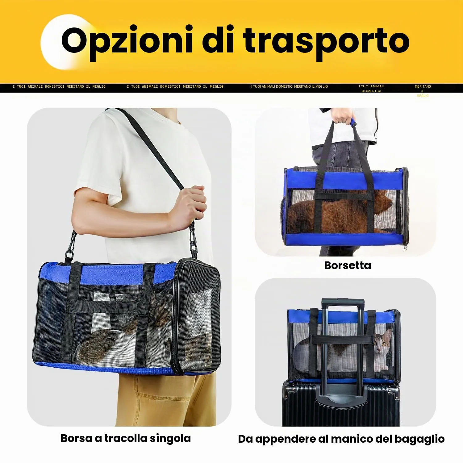 Conlun Trasportino Morbido per Cani e Gatti, Taglia L, Blu - immagine 8