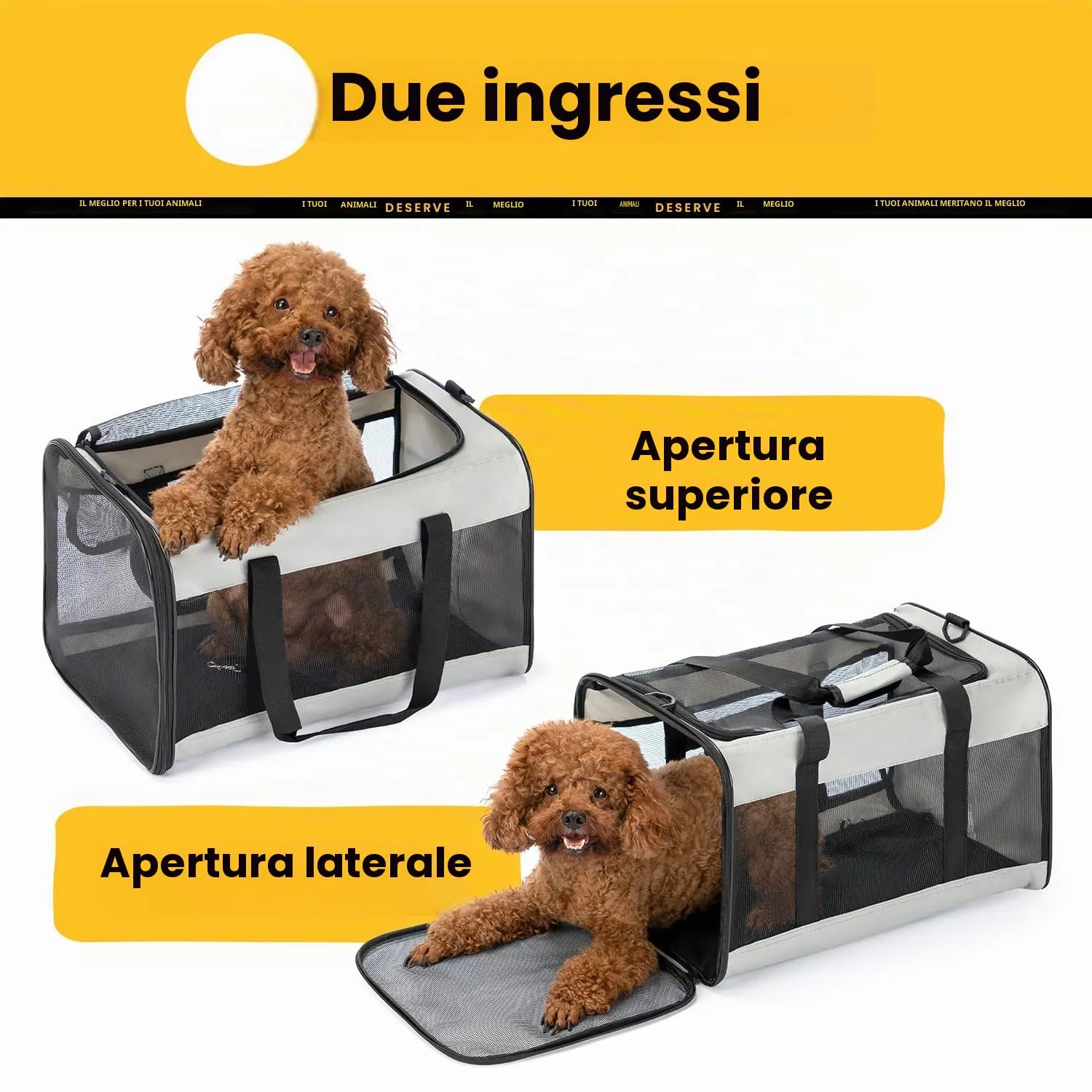Conlun Trasportino Morbido per Cani e Gatti, Taglia L, Grigio - immagine 3