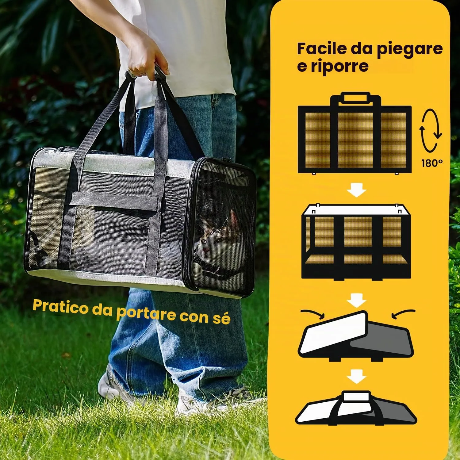 Conlun Trasportino Morbido per Cani e Gatti, Taglia L, Grigio - immagine 7
