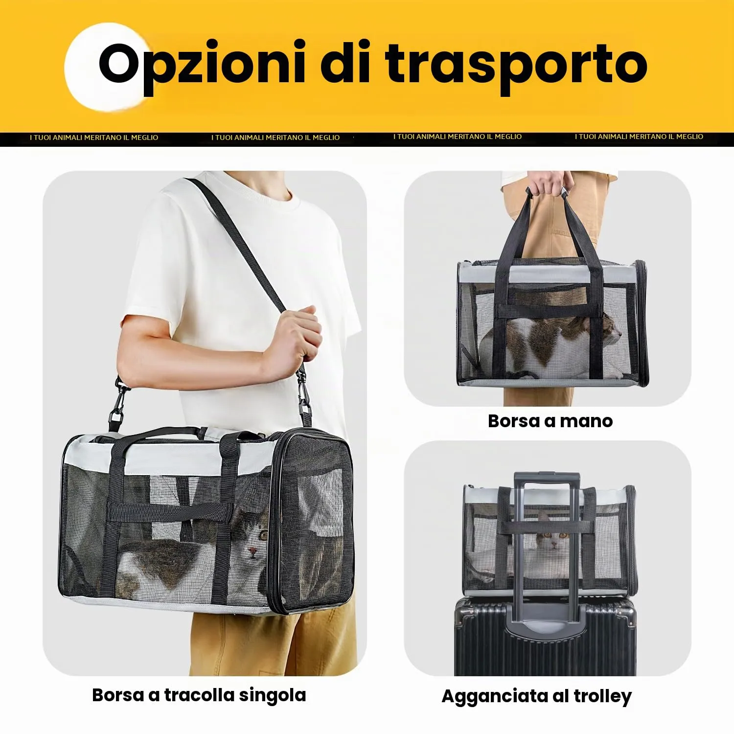 Conlun Trasportino Morbido per Cani e Gatti, Taglia L, Grigio - immagine 8