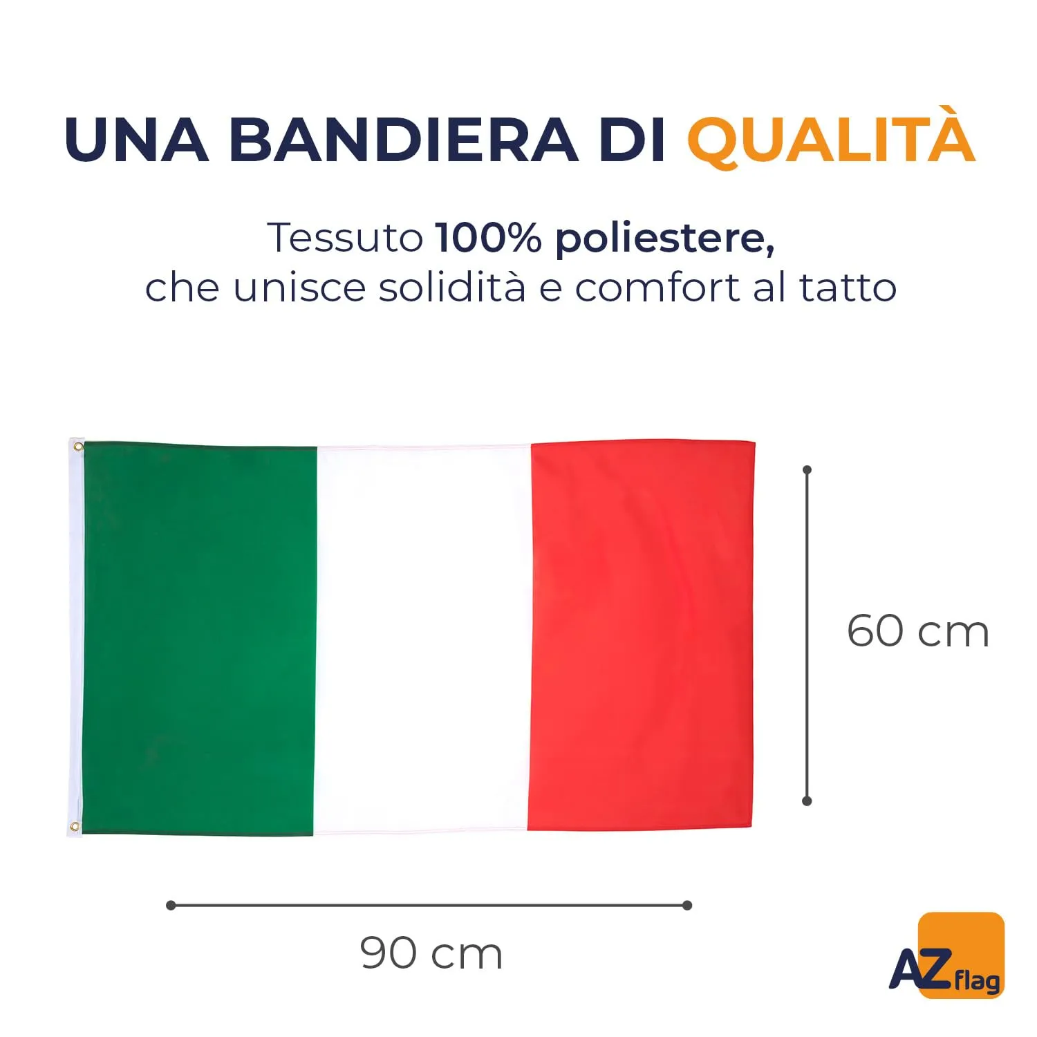AZ FLAG Bandiera Italia 90x60 cm in Poliestere con 2 Occhielli - immagine 2