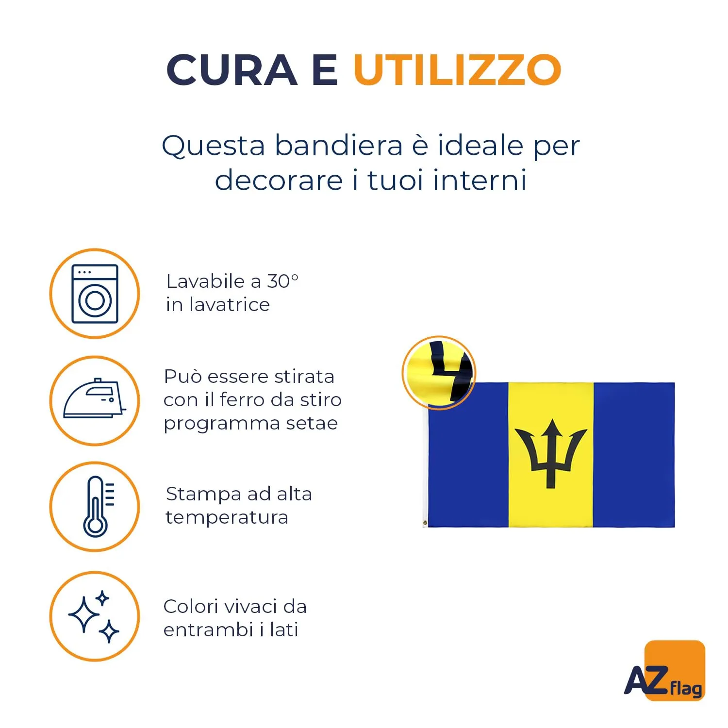 AZ FLAG Bandiera Barbados 150x90 cm Poliestere Leggero con 2 Occhielli - immagine 5