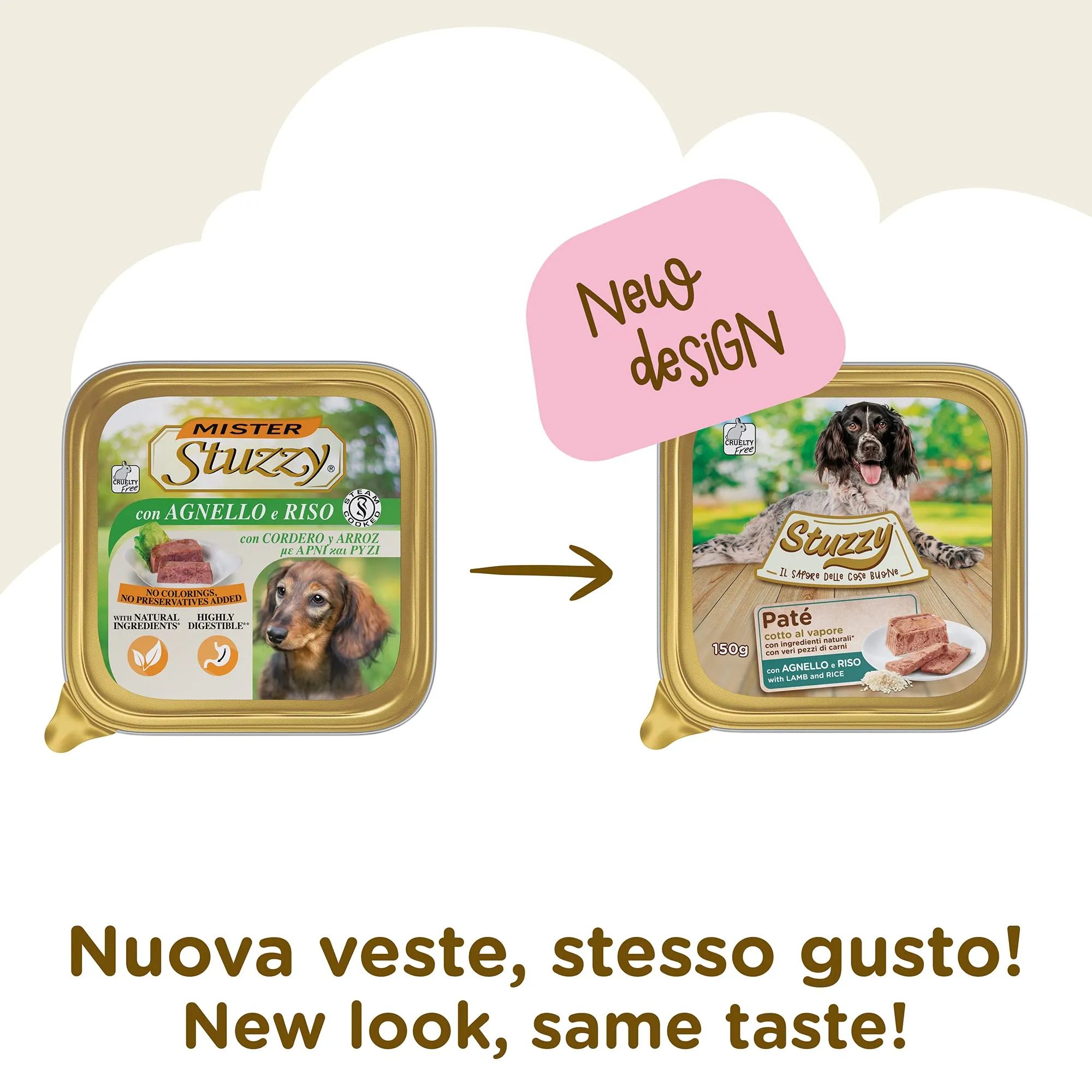 Stuzzy Mister Cibo Umido per Cani Adulti Agnello e Riso in Pezzi, 3,3kg (22 Vaschette da 150g) - immagine 3