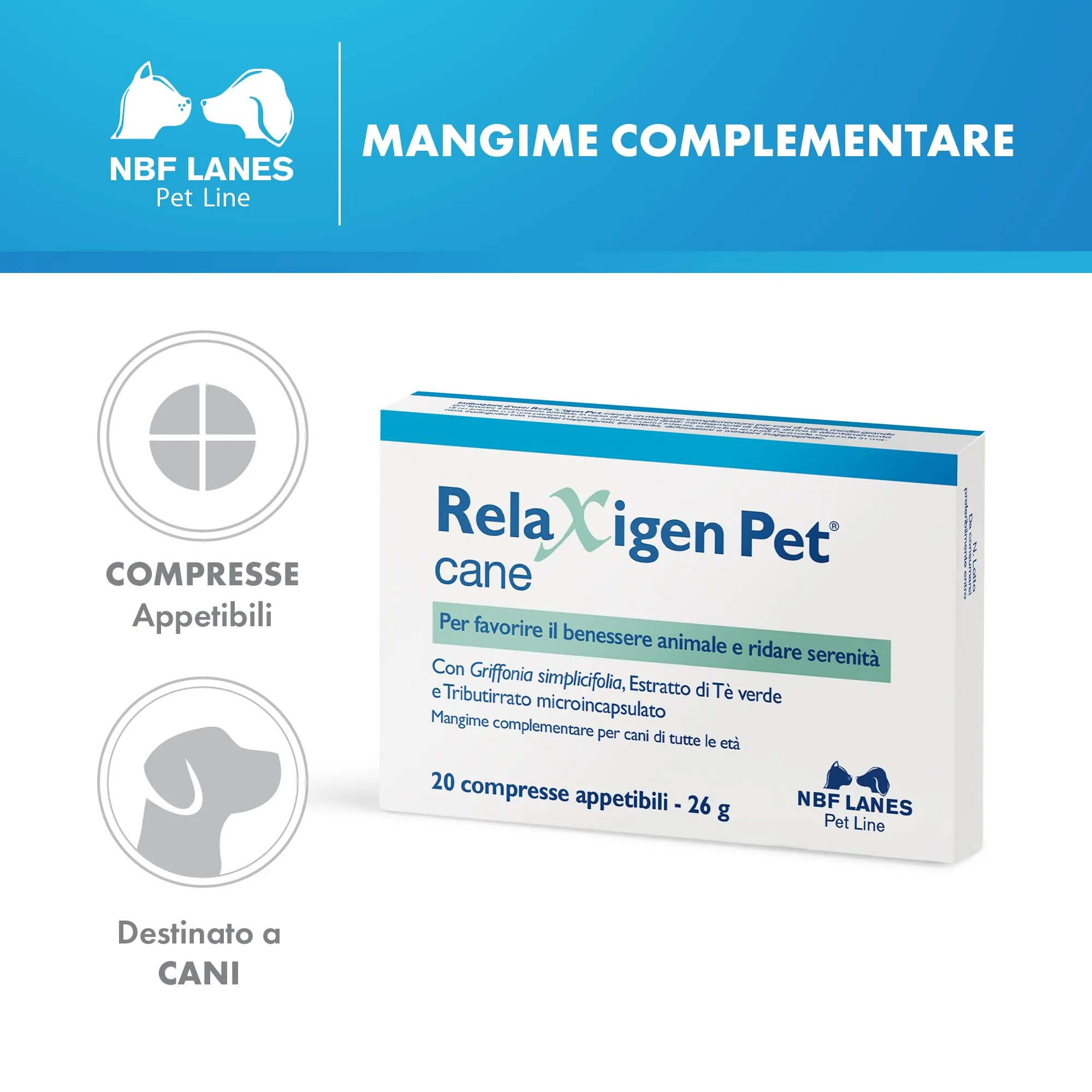NBF Lanes Relaxigen Pet Cane, 20 Compresse, Taglia Medio-Grande - immagine 2