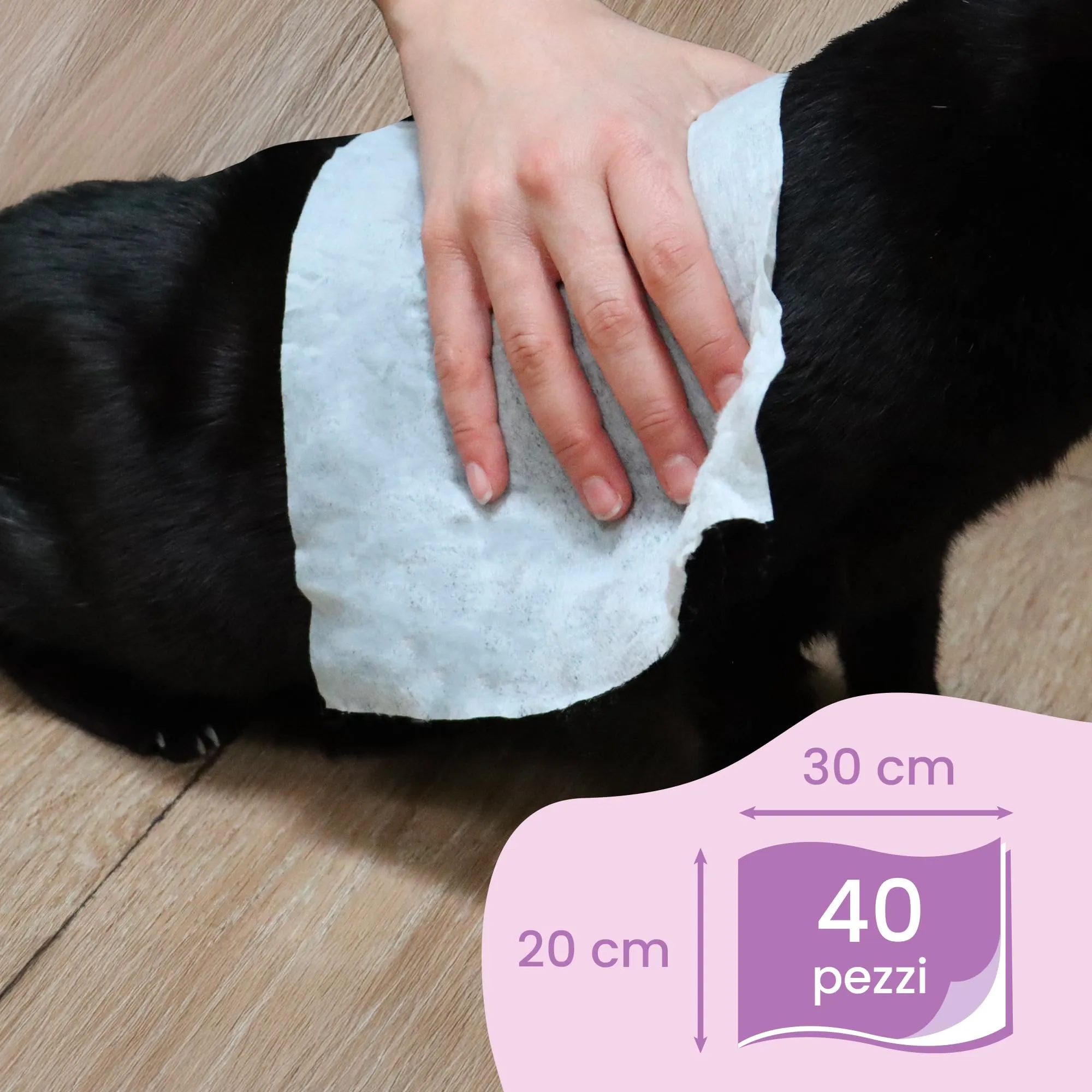 Camon Salviette Detergenti per Cani e Gatti, Talco, 30x20 cm - immagine 4