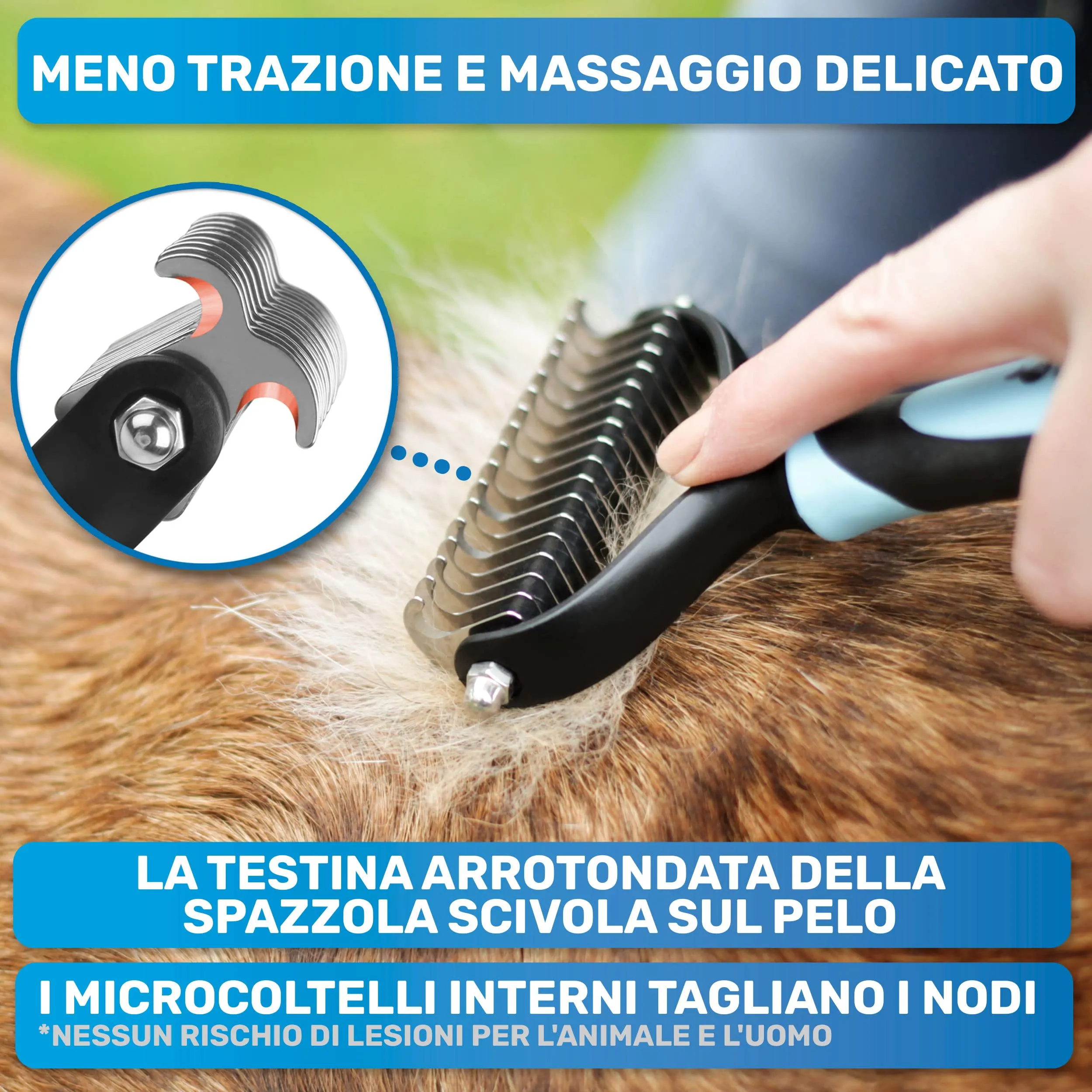 BluePet Spazzola per Cani e Gatti Pelo Lungo, Cardatore Sottopelo, M-L 2.0 Rosa - immagine 6