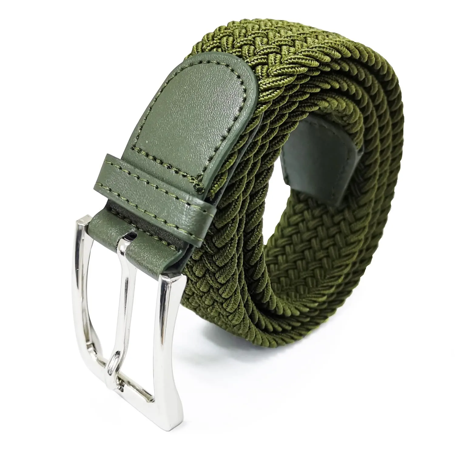 GLAMEXX24 Cintura Elastica Unisex in Tessuto Intrecciato Regolabile Mod.18026, Verde, 115cm - immagine 1