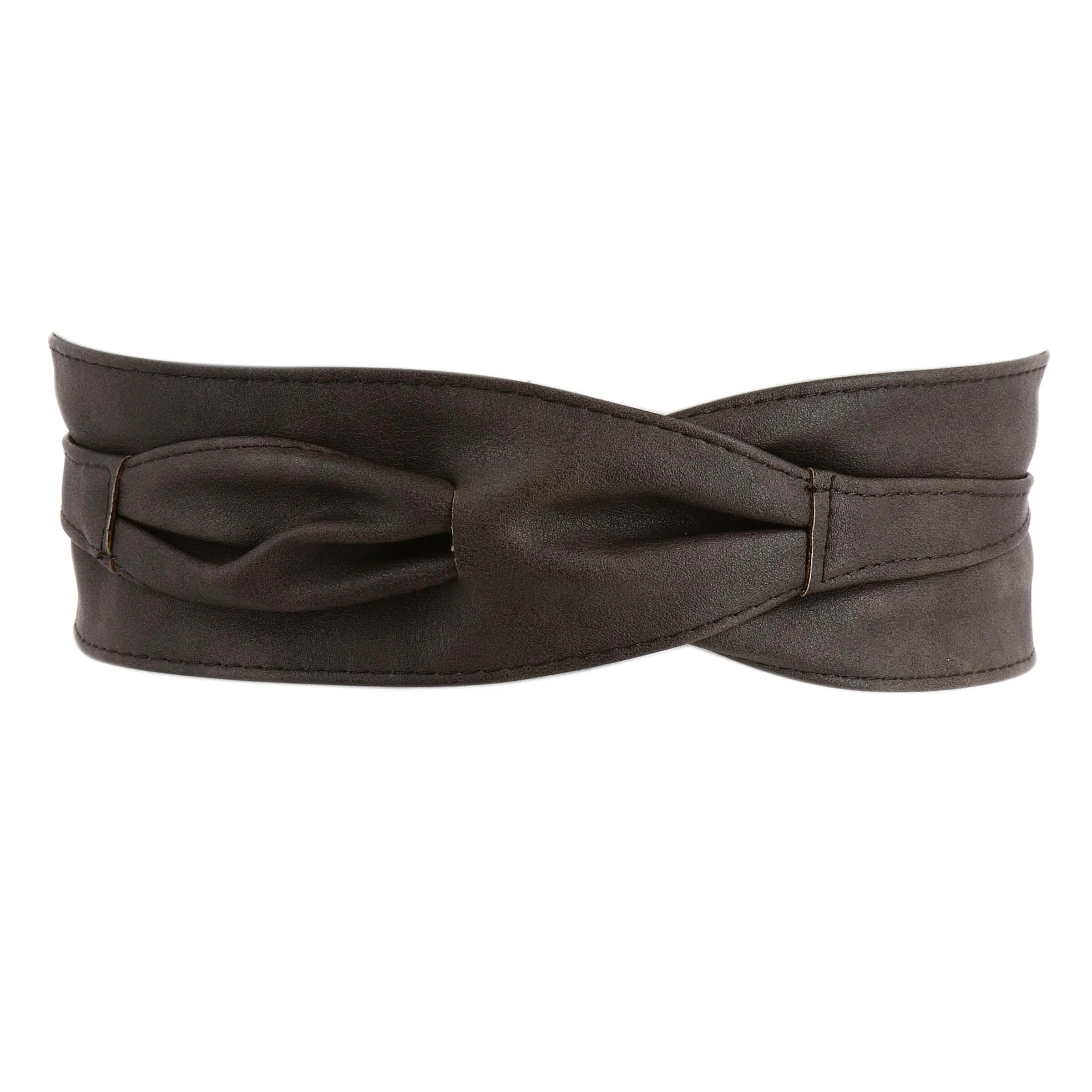 FASHIONGEN Cintura Obi da donna in similpelle, Marrone, L-XL - immagine 3