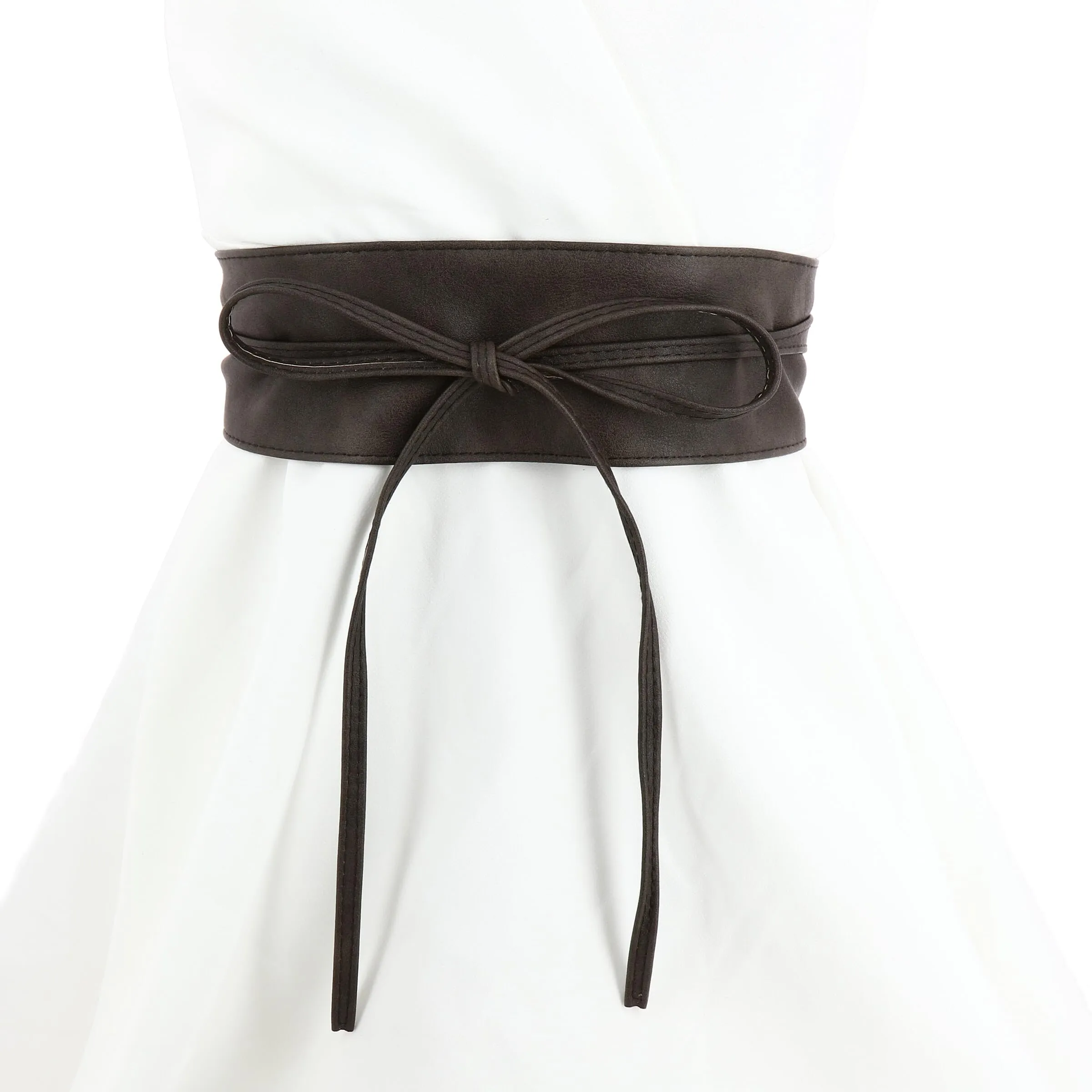 FASHIONGEN Cintura Obi da donna in similpelle, Marrone, L-XL - immagine 4