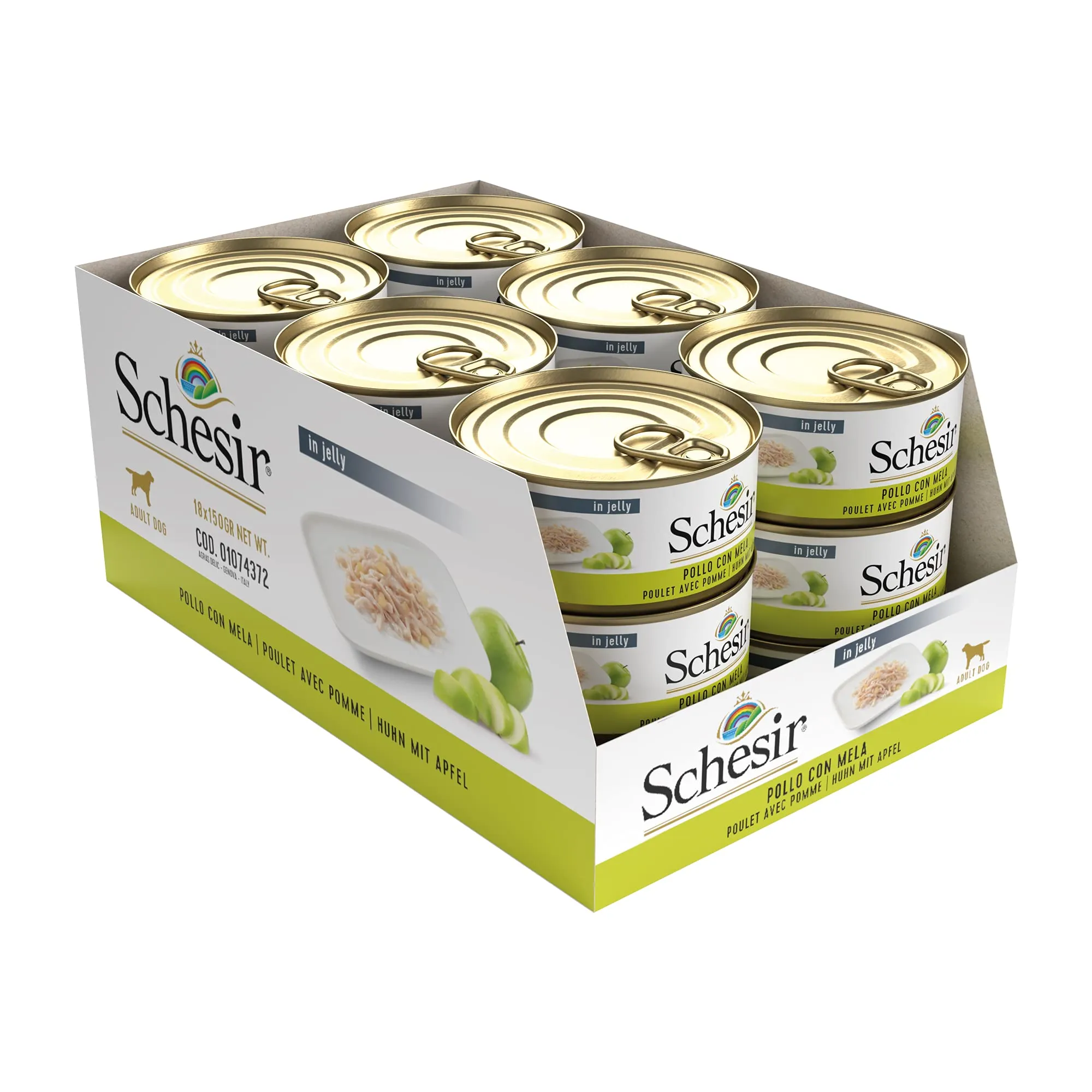 Schesir Cibo Umido per Cani Adulti al Pollo con Mela, Filetti in Gelatina, 18 Lattine da 150g - immagine 3