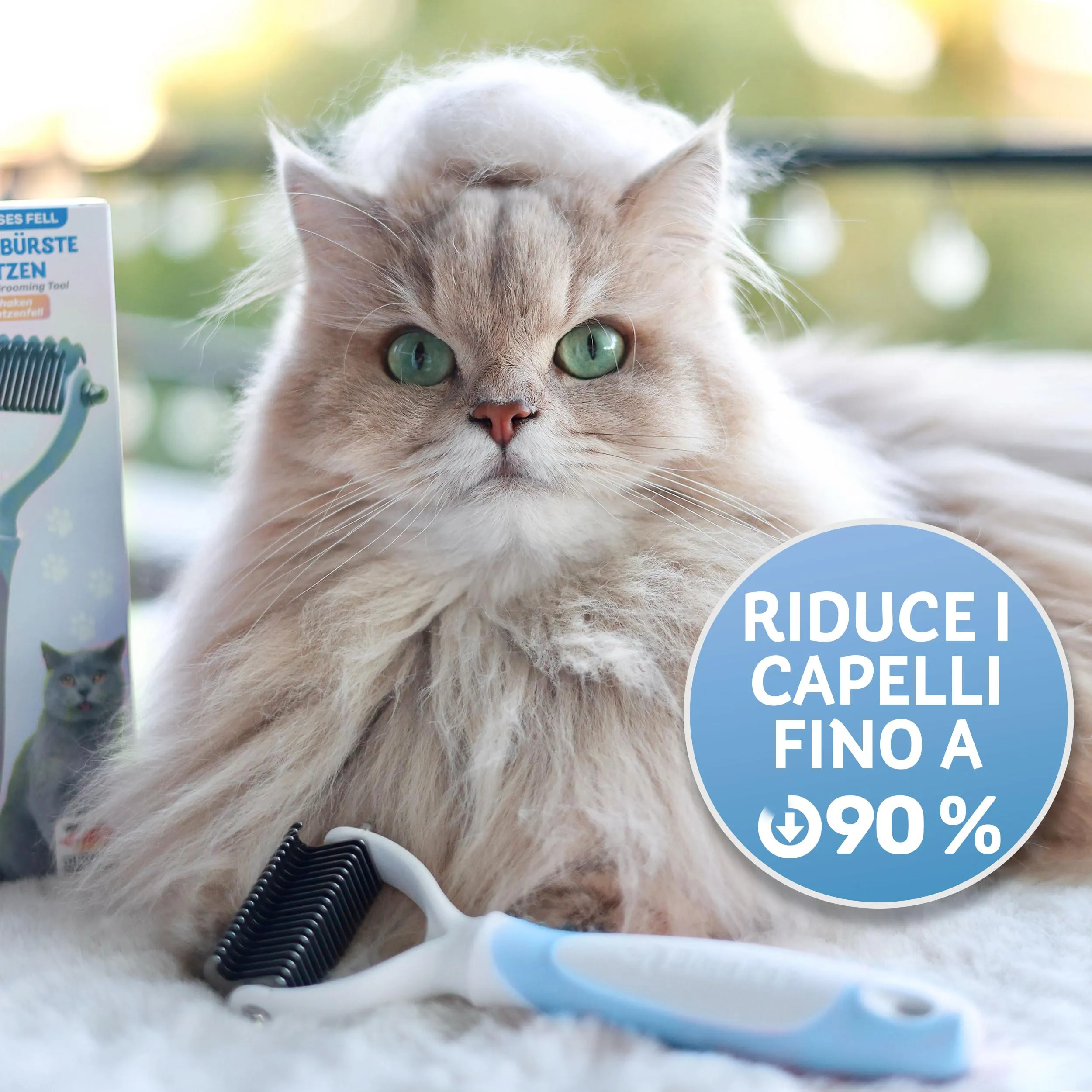 BluePet Spazzola per Gatti Pelo Lungo e Medio, Pettine Cardatore Sottopelo Doppia Faccia - immagine 2