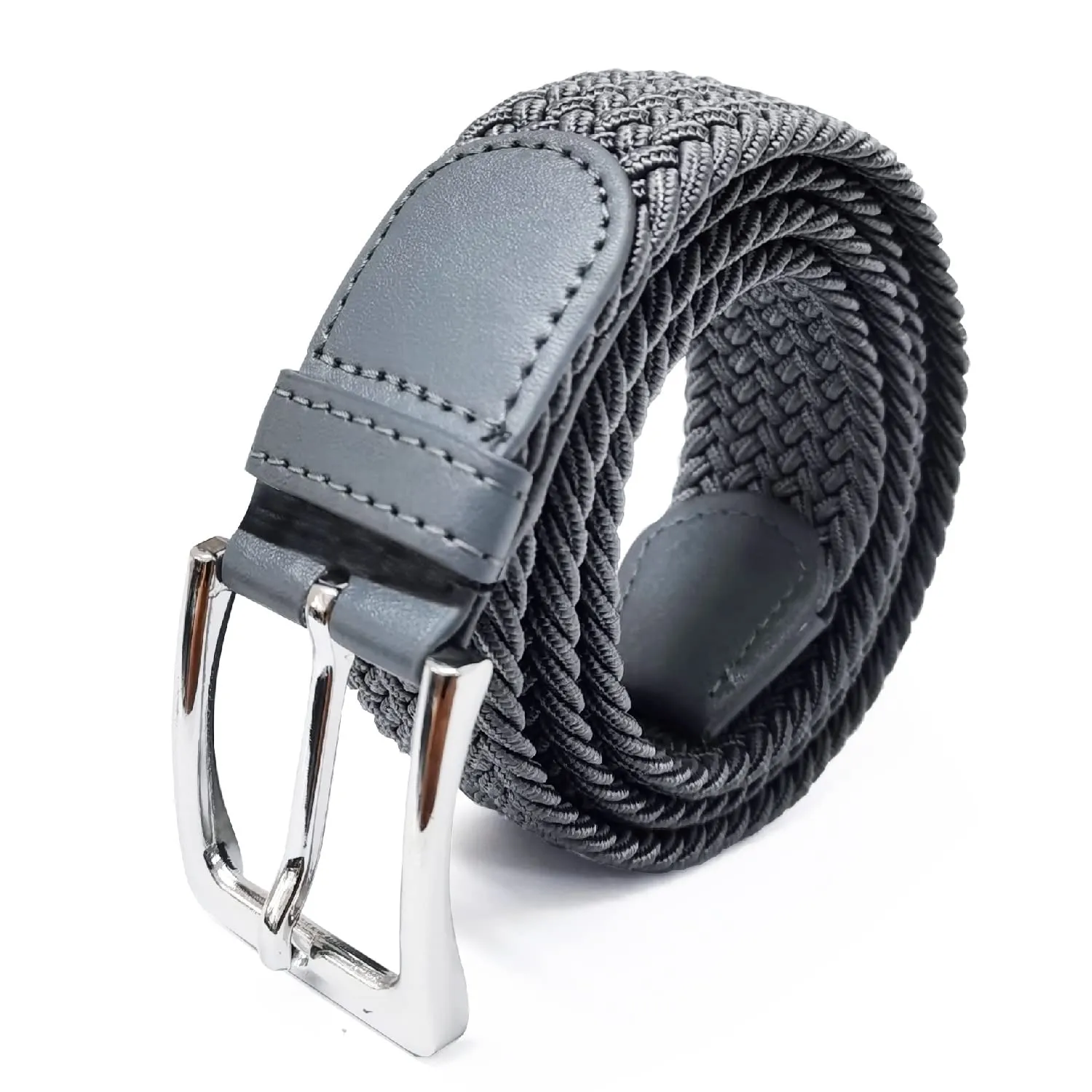 GLAMEXX24 Cintura Elastica Unisex in Tessuto Intrecciato Regolabile Mod.18006, Grigio Scuro, 115cm - immagine 1