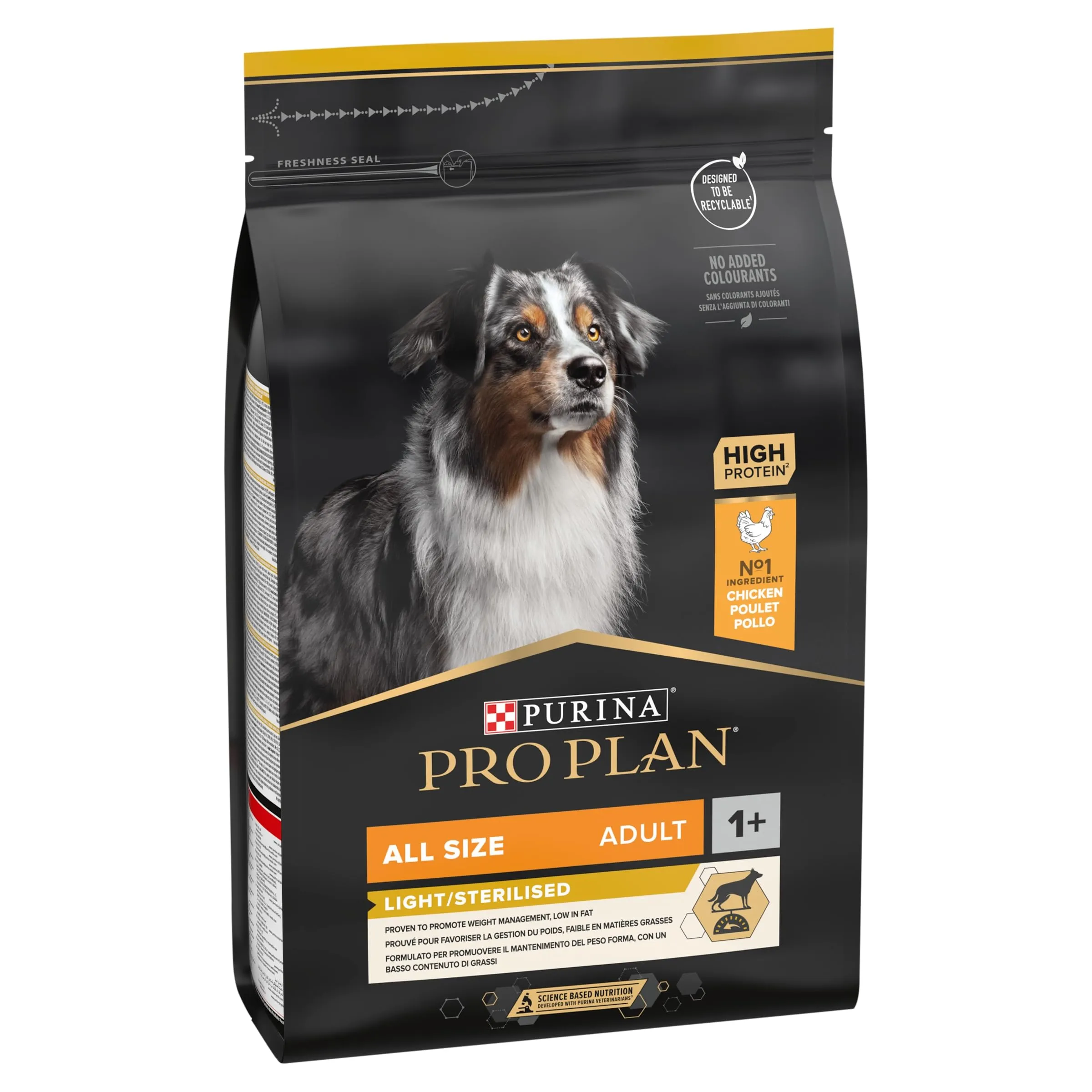 Purina Pro Plan Adult Light/Sterilized Dog Food with Chicken, All Breeds, 3 kg - immagine 1