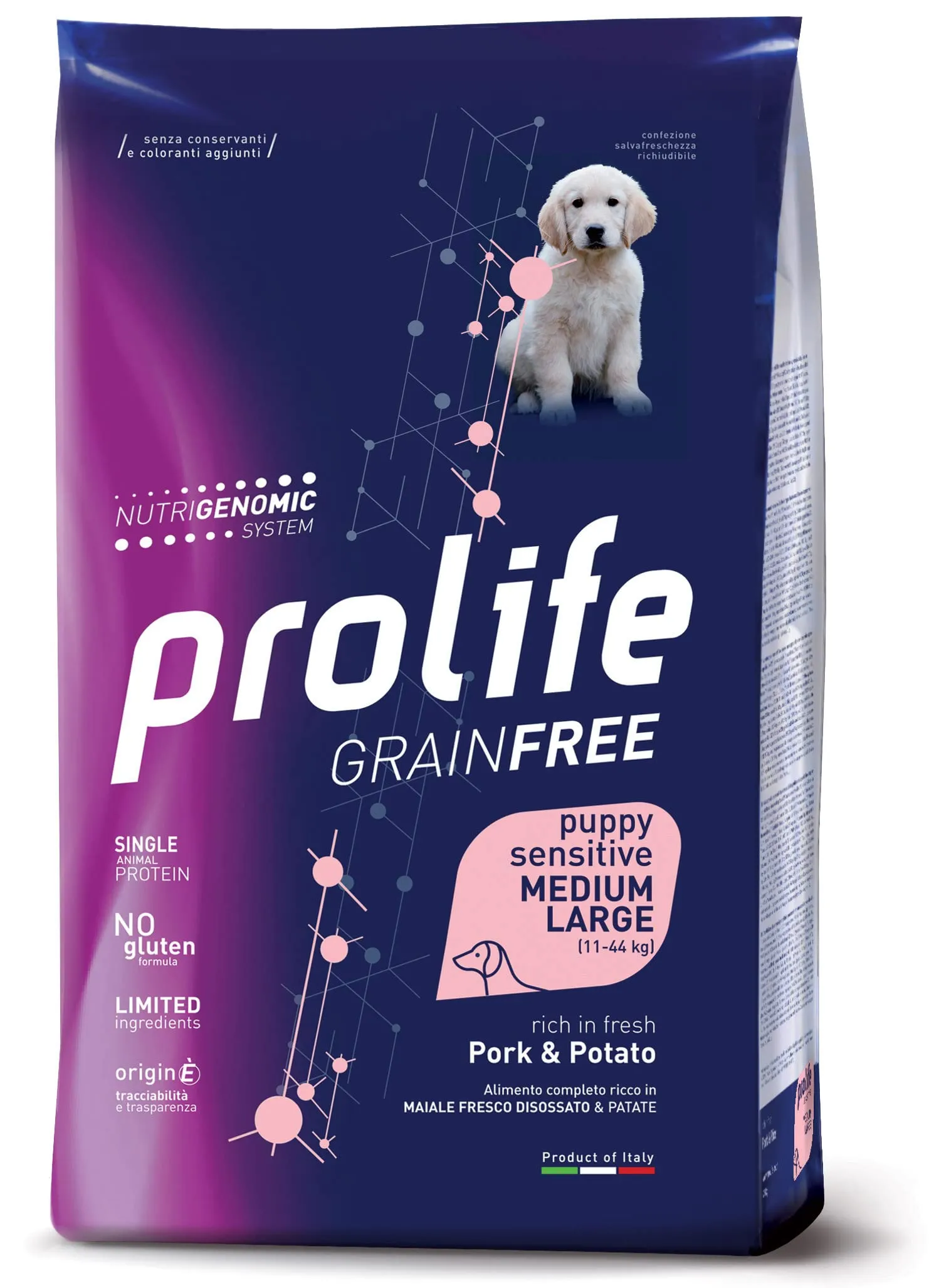 Prolife Grain Free Puppy Sensitive Maiale & Patate - Medium/Large, 10 kg - immagine 1