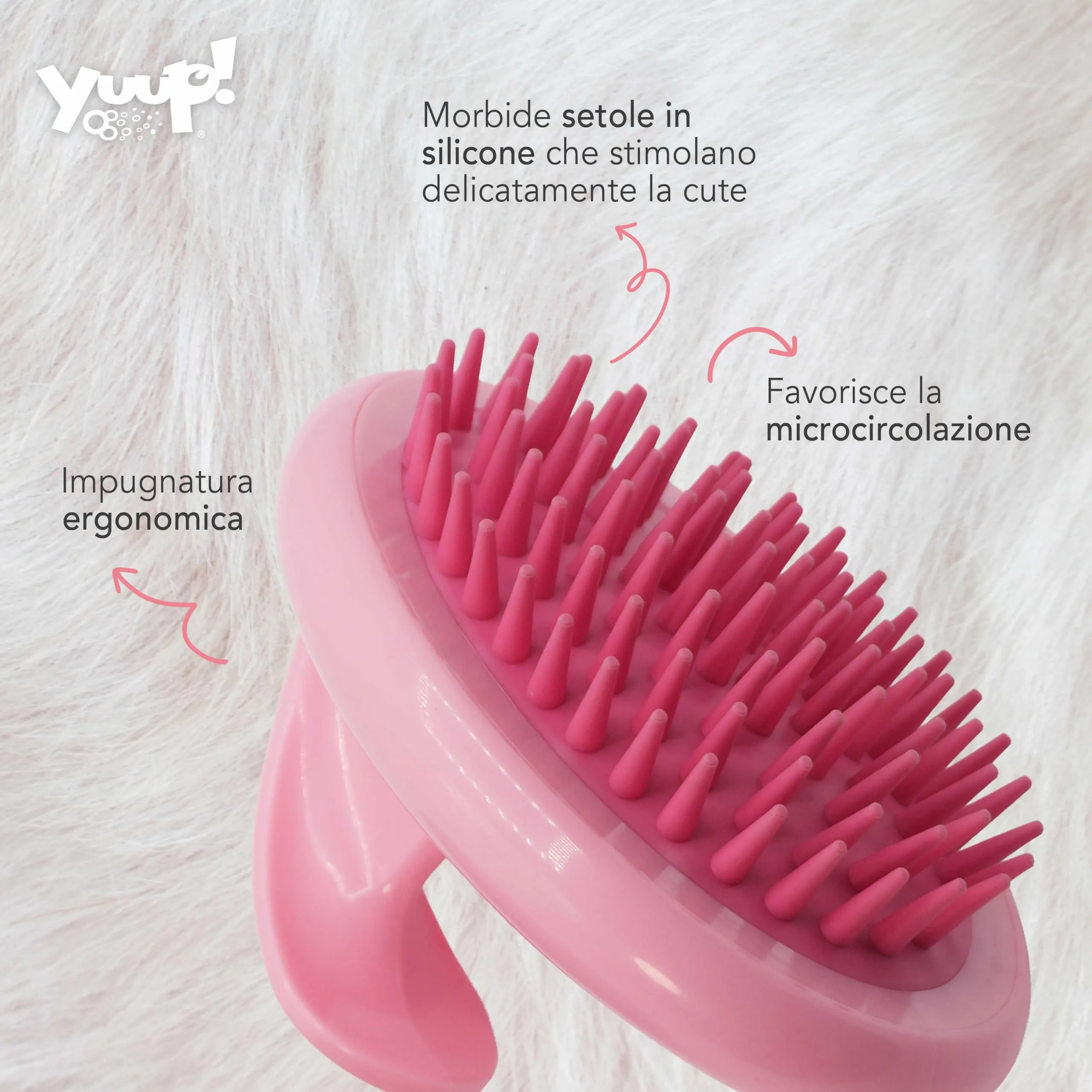 Yuup Pinkmassage - Spazzola massaggiante per cani medi e grandi - immagine 2