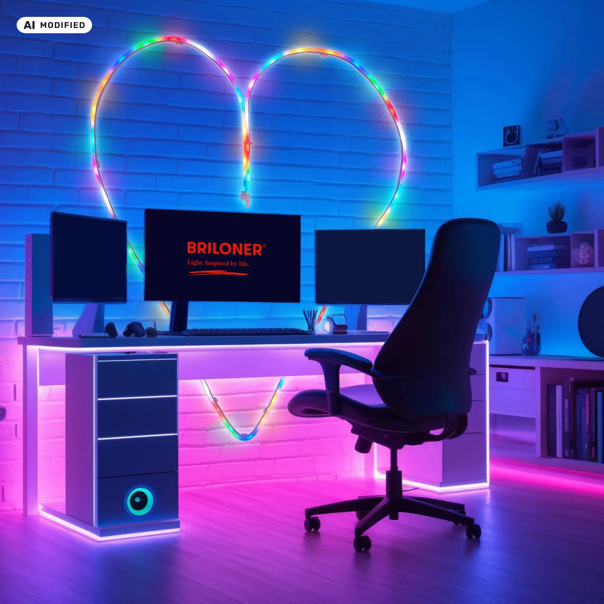 Briloner Striscia LED RGBIC 3m con Telecomando, Sensore Musicale e Alimentazione USB, Effetto Neon Flessibile - immagine 9