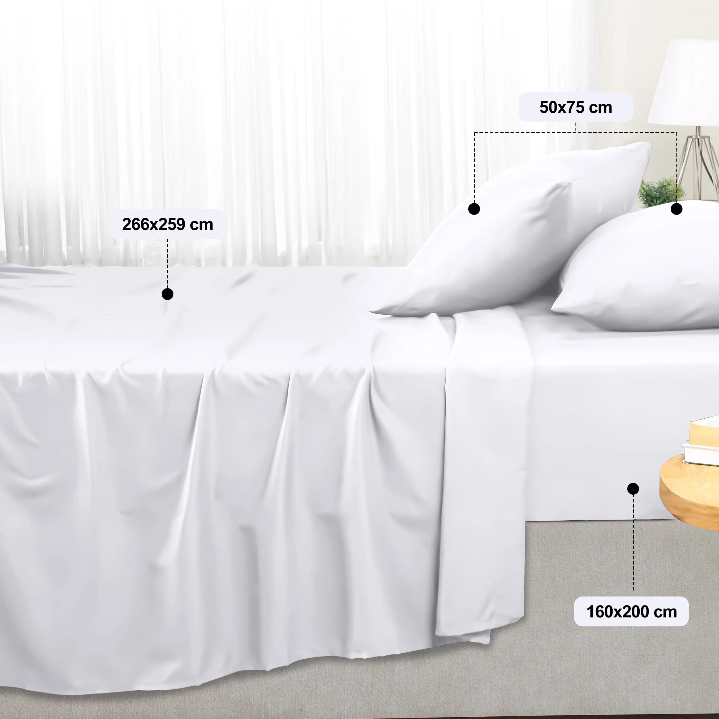 Utopia Bedding Set Lenzuola Letto 4 Pezzi, 160x200cm, Bianca - immagine 2