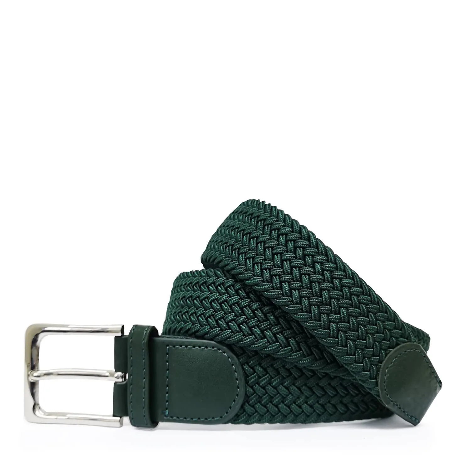 GLAMEXX24 Cintura Elastica Unisex in Tessuto Intrecciato Regolabile Mod.18057, Verde Scuro, 110 - immagine 2