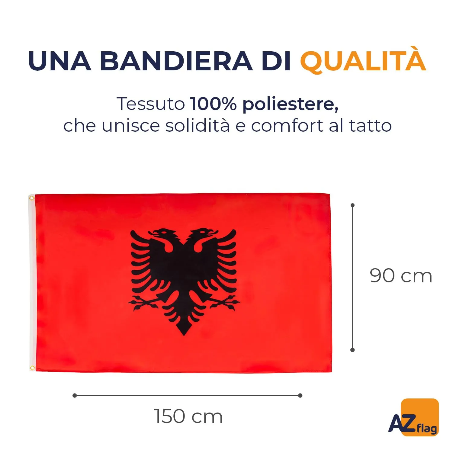 AZ FLAG Bandiera Albania 150x90 cm in Poliestere con Occhielli - immagine 2