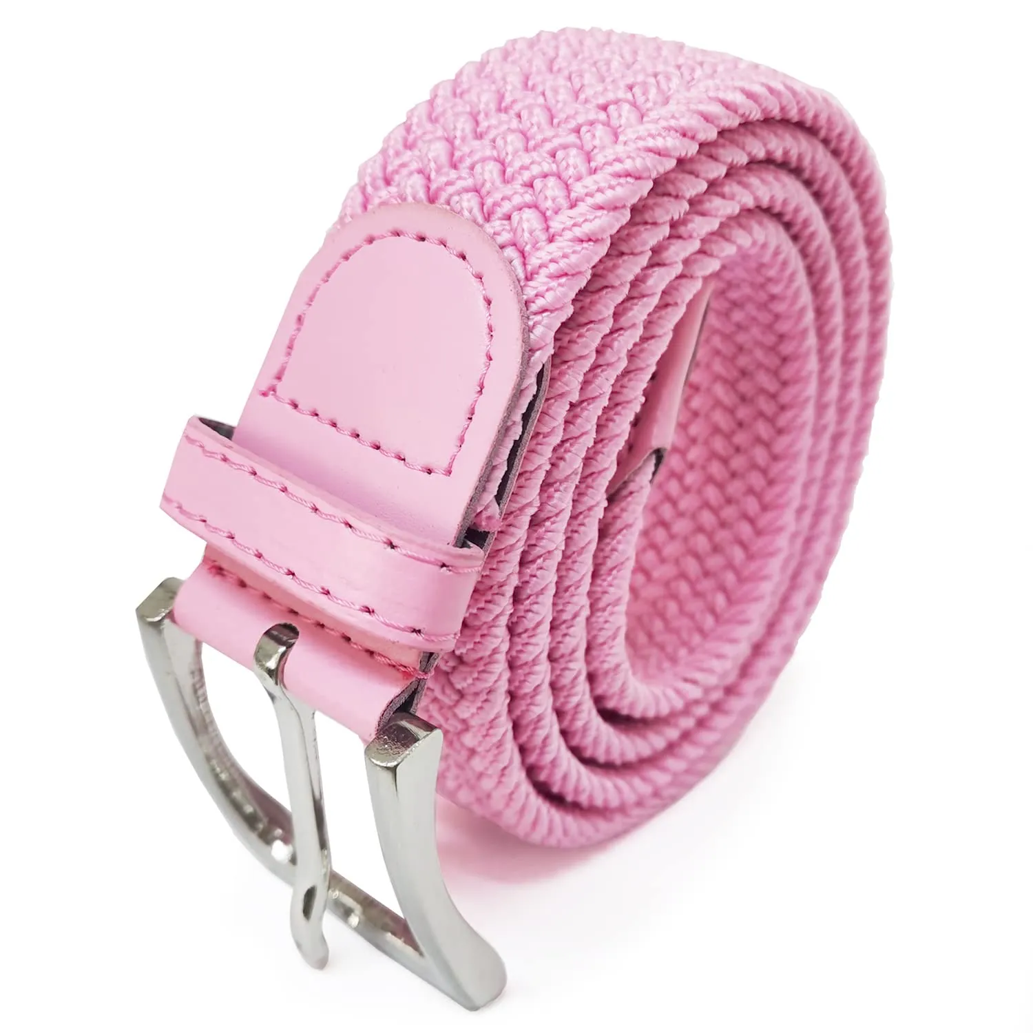 GLAMEXX24 Cintura Elastica Unisex in Tessuto Intrecciato Regolabile Mod.18471, Rosa Chiaro, 105cm - immagine 1
