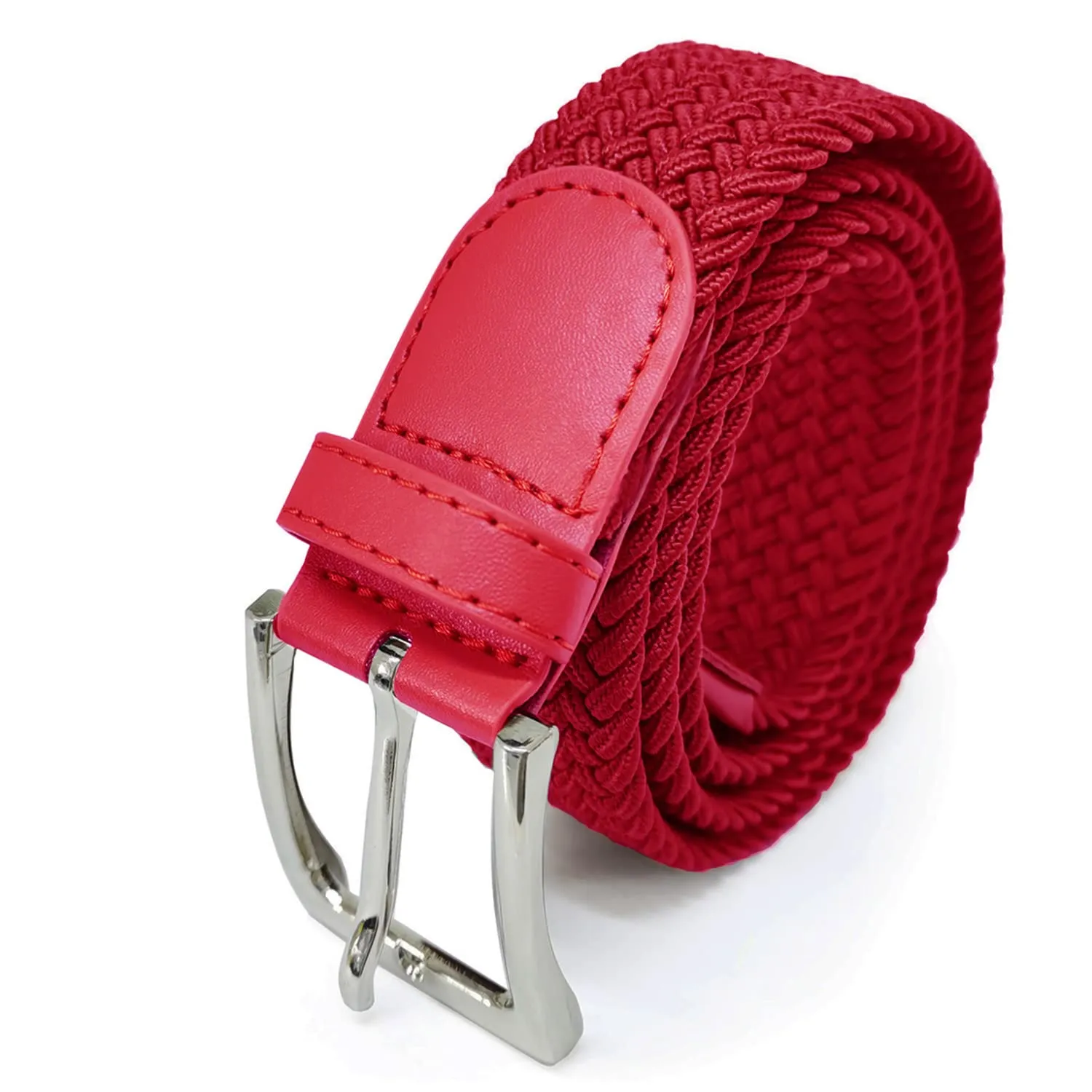 GLAMEXX24 Cintura Elastica Unisex in Tessuto Intrecciato Regolabile, Mod.18043, Rosso, 120cm - immagine 1
