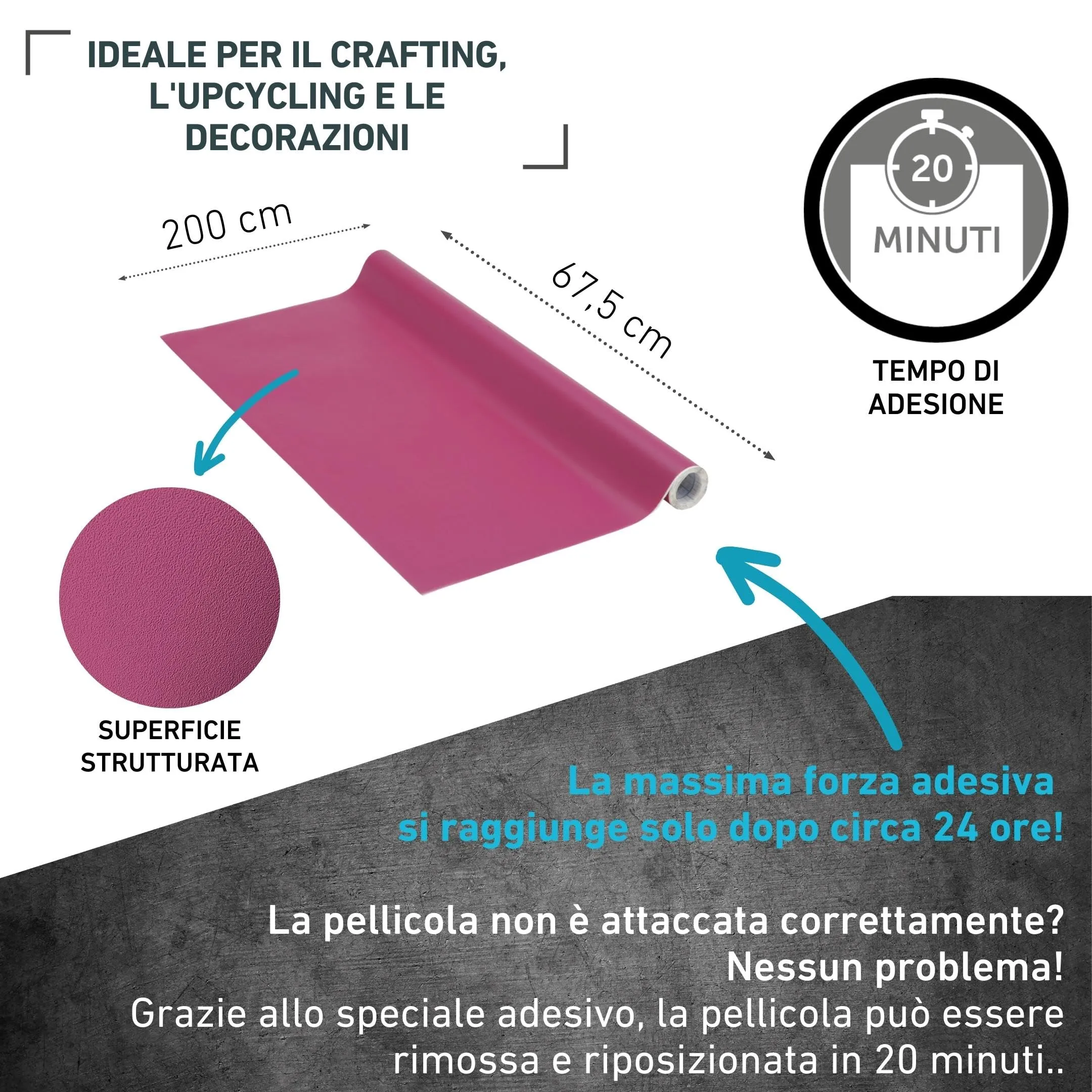Venilia Pellicola Adesiva per Mobili e Cucina, Viola, 67,5cm x 2m, PVC senza ftalati - immagine 2