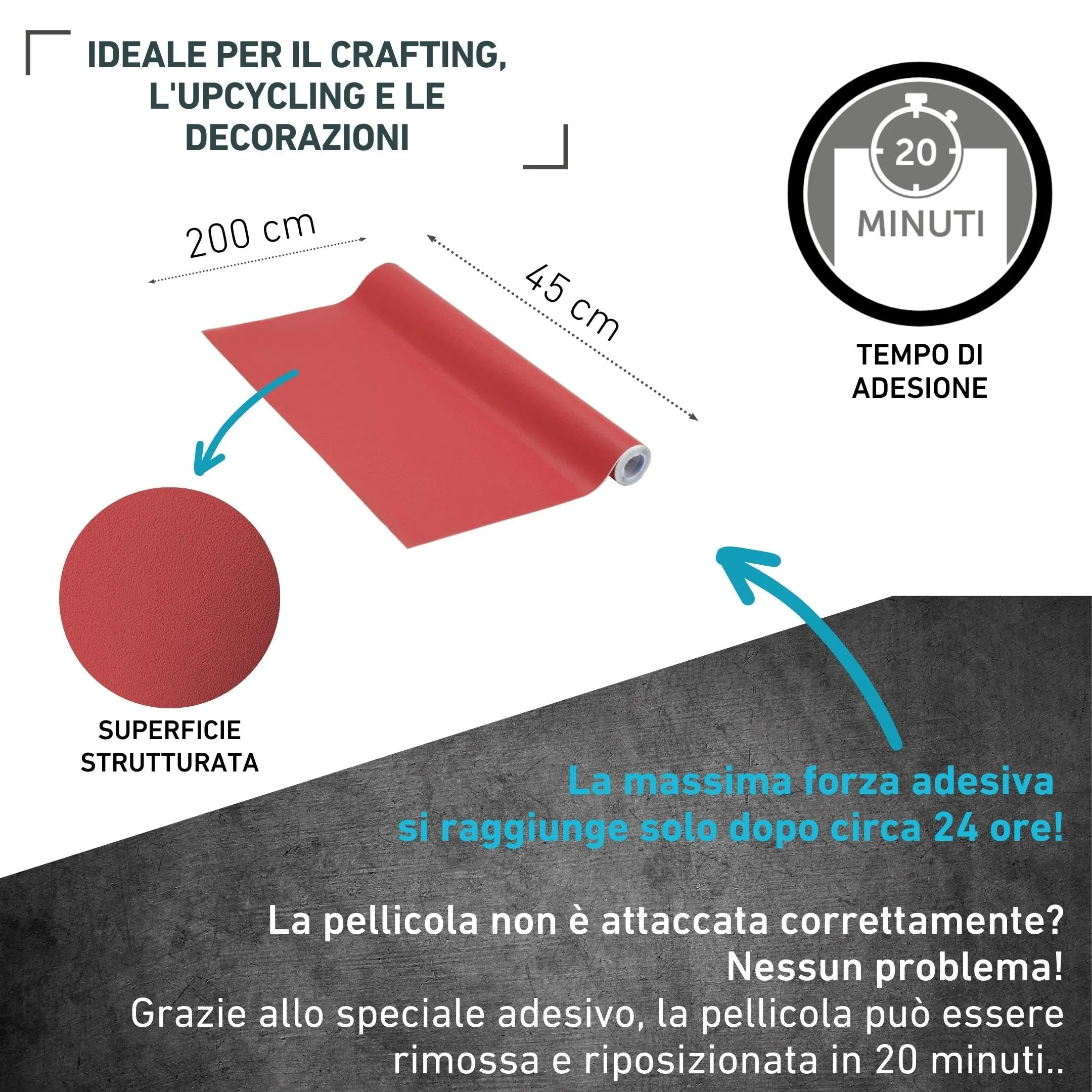 Venilia Pellicola Adesiva per Mobili e Cucina, Rosso Vino, 45cm x 2m, PVC senza ftalati - immagine 2